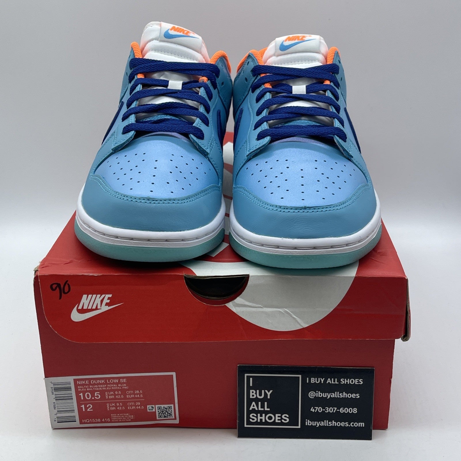 Size 10.5 - Nike Dunk SE Low Baltic Blue Total Orange Leather (HQ1538-416)