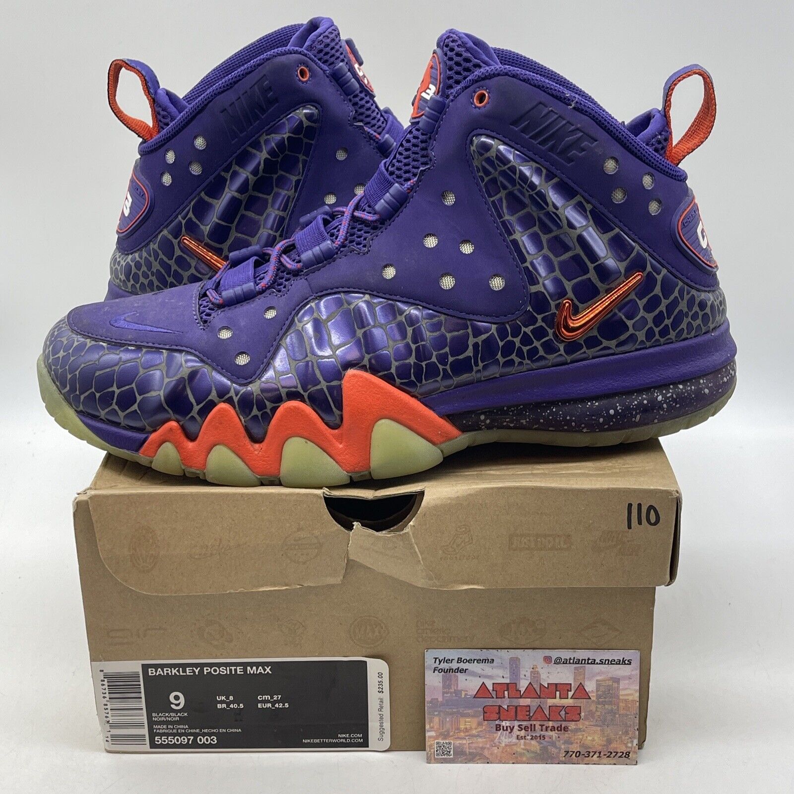 Size 9 - Nike Barkley Posite Max Eggplant Purple Suede Leather (555097-003)