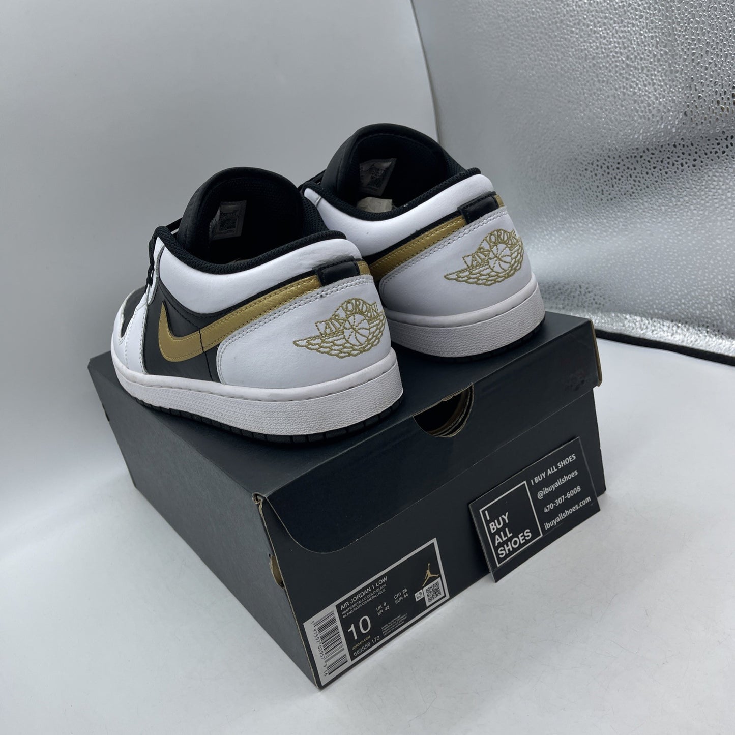 Size 10 - Air Jordan 1 Low Gold Swoosh (553558-172)