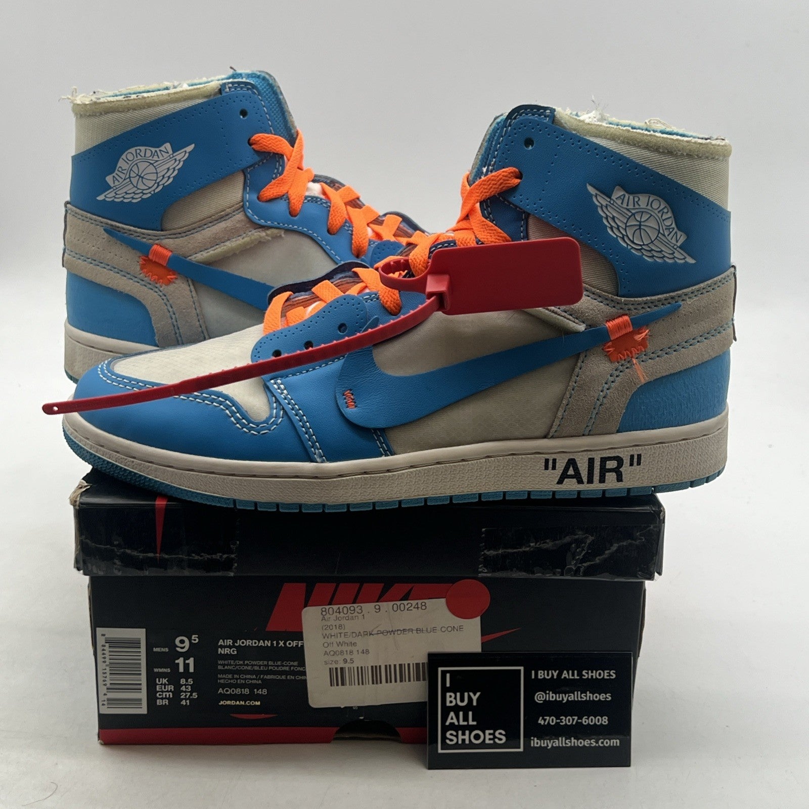 Size 9.5 - Air Jordan 1 Retro OG x Off-White High UNC (AQ0818-148)