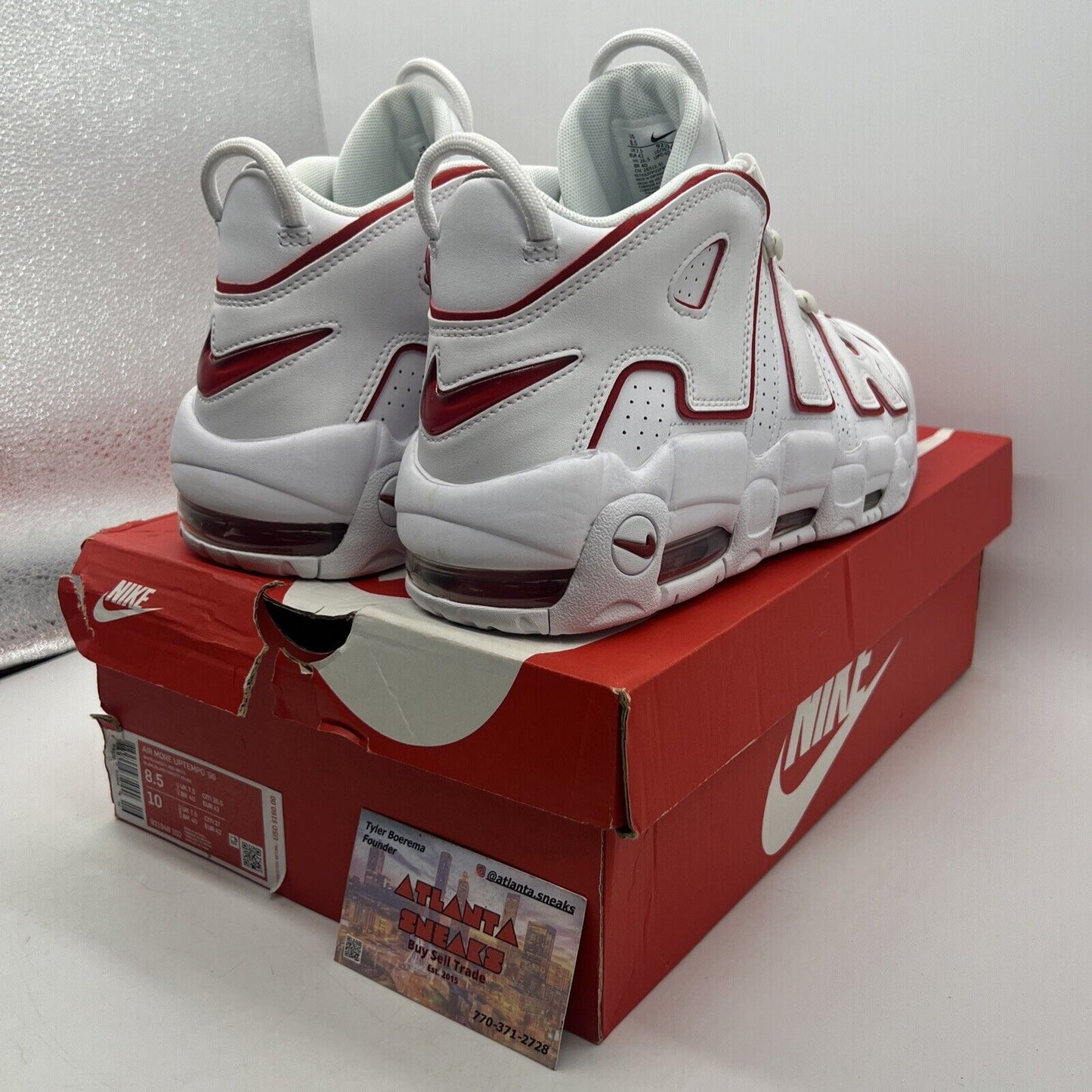 Size 8.5 - Nike Air More Uptempo White Varsity Red 2018 White Leather 921948-102