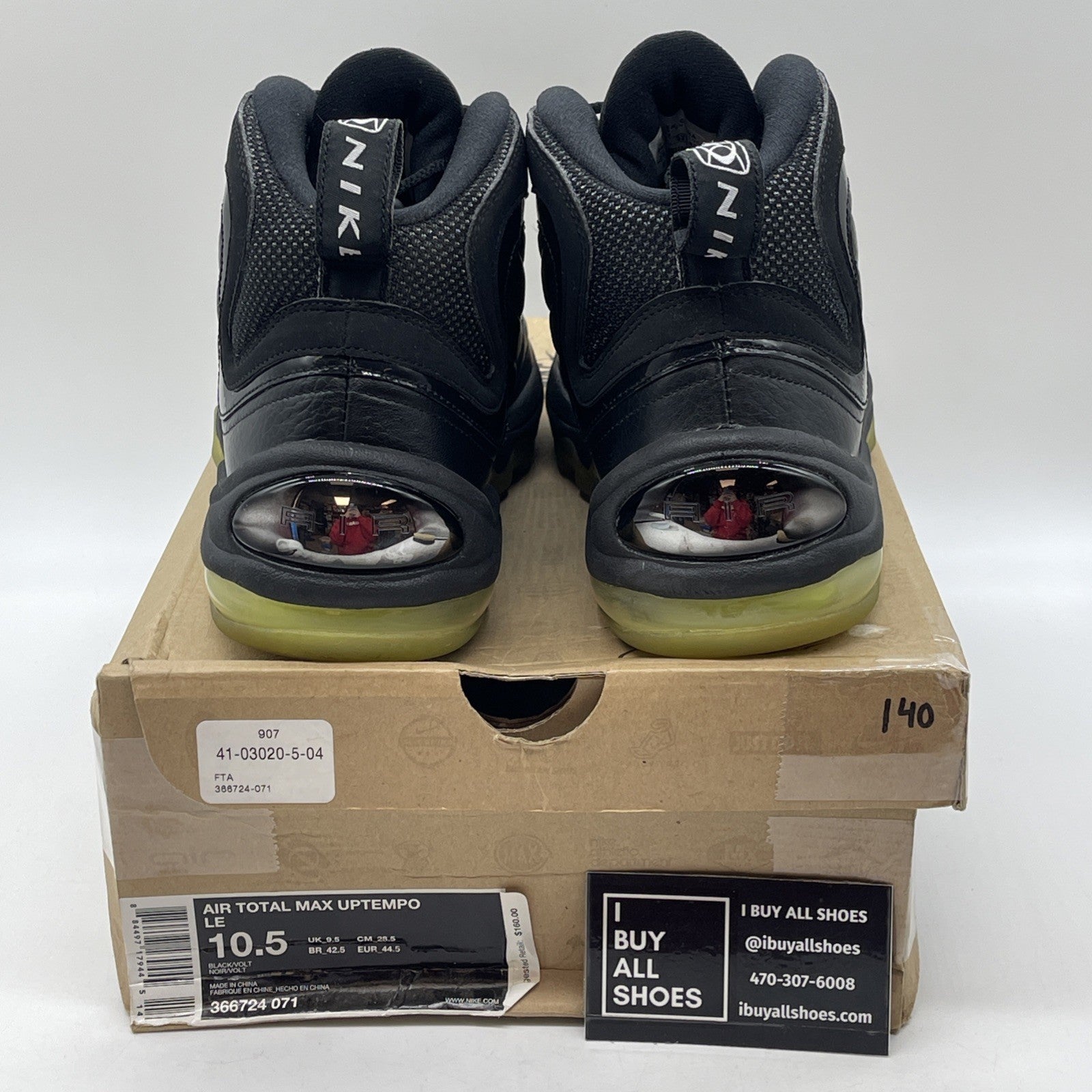 Size 10.5 - Nike Air Total Max Uptempo LE Black Volt Suede (366724-071)