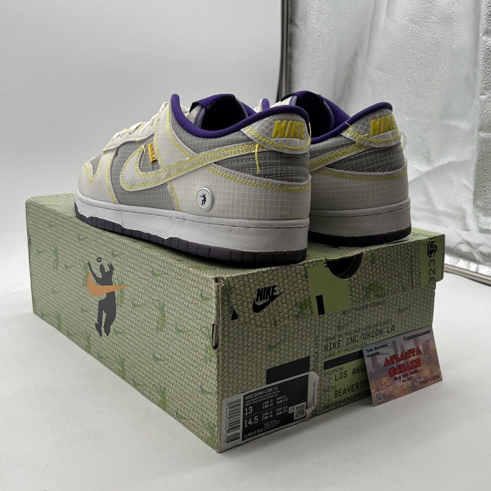 Size 13 - Nike Union LA x Dunk Low Passport Pack - Court Purple (DJ9649-500)