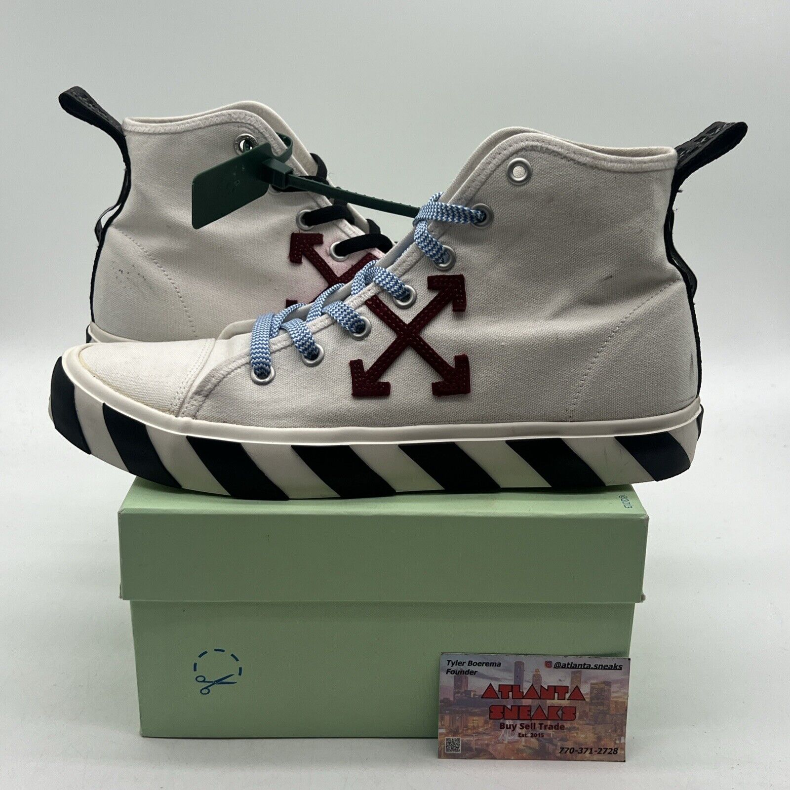 Size 46 EU / 12 US - Off-White Sneaker Vulcanized Mid White Burgundy