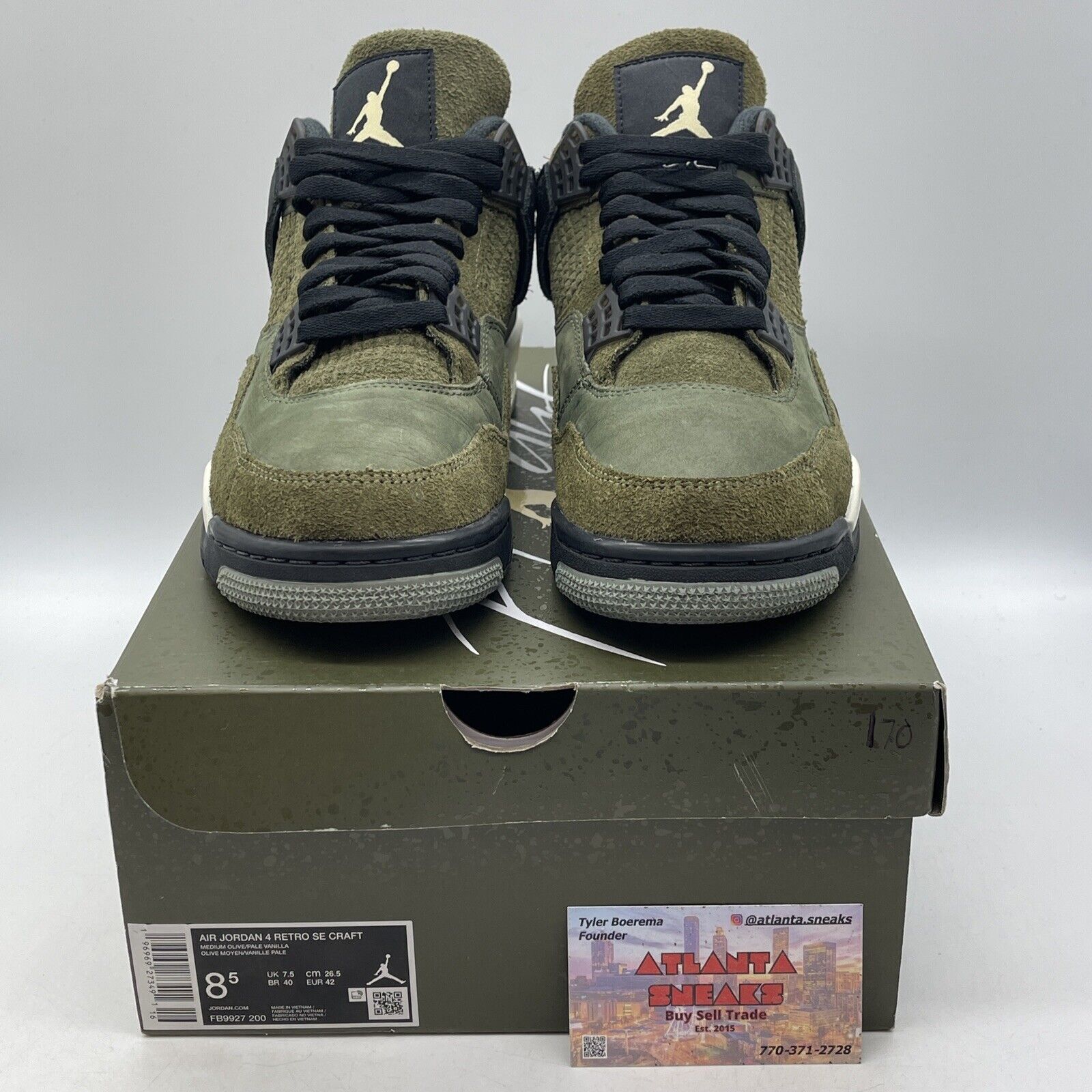 Size 8.5 - Jordan 4 SE Retro Low Craft - Olive White Black Suede (FB9927-200)