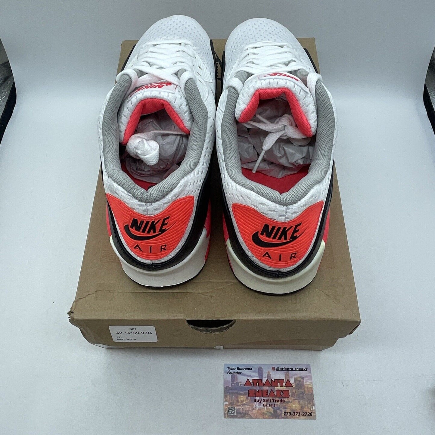 Size 10 - Nike Air Max 90 Em White Pink Black Leather (554719-110)