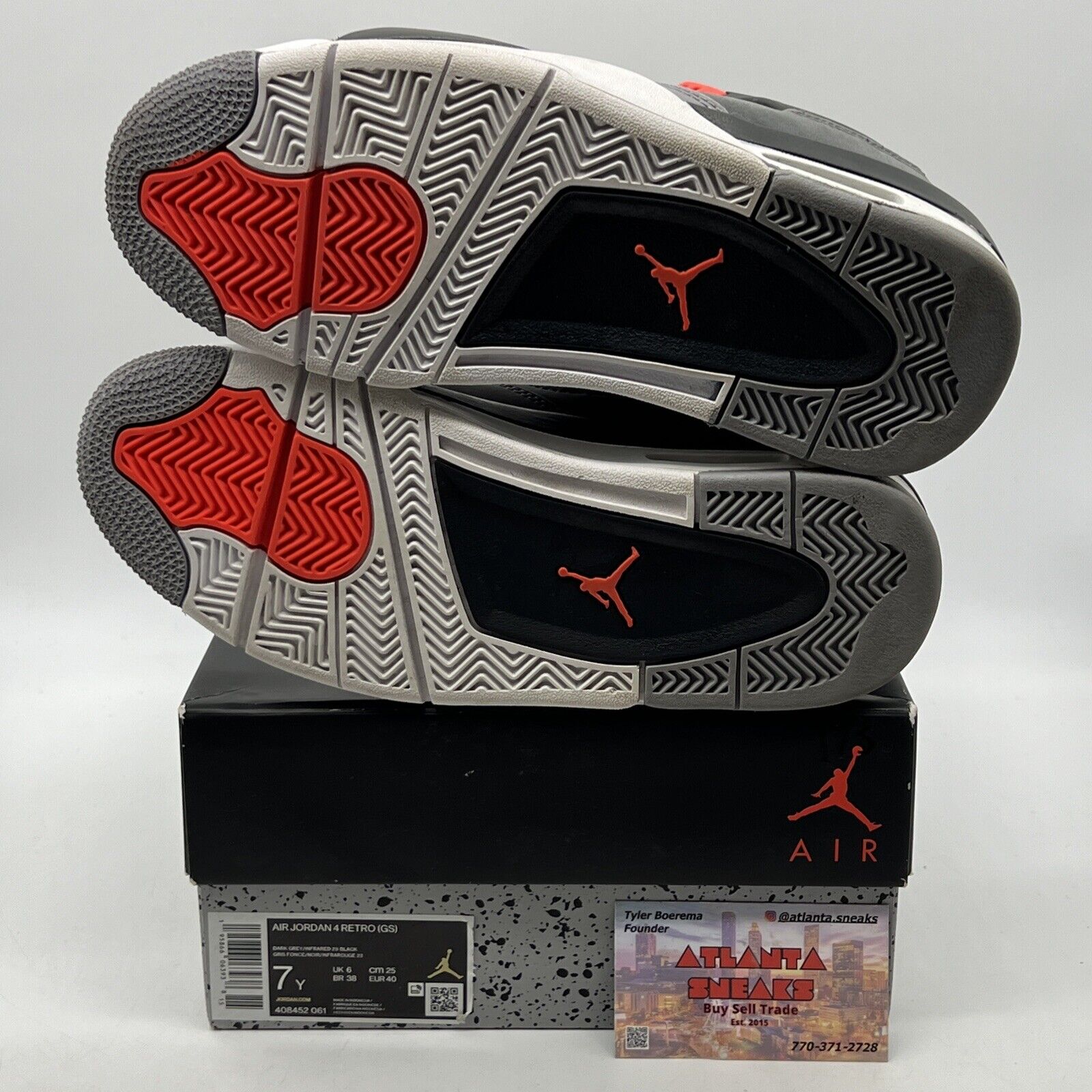 Size 7 - Jordan 4 Infrared 2022 Grey Black Red Suede (408452-061)