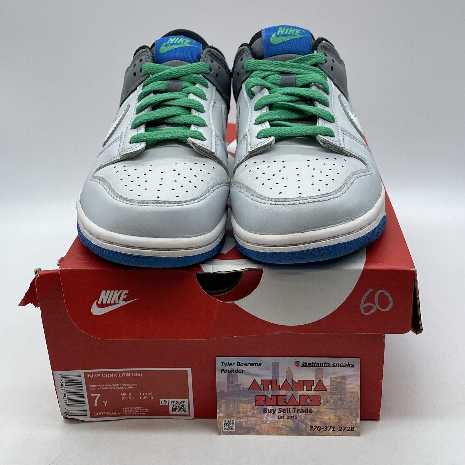 Size7Y - Nike Dunk GS Low Pure Platinum Photo Blue 2023 Grey White (DH9765-004)