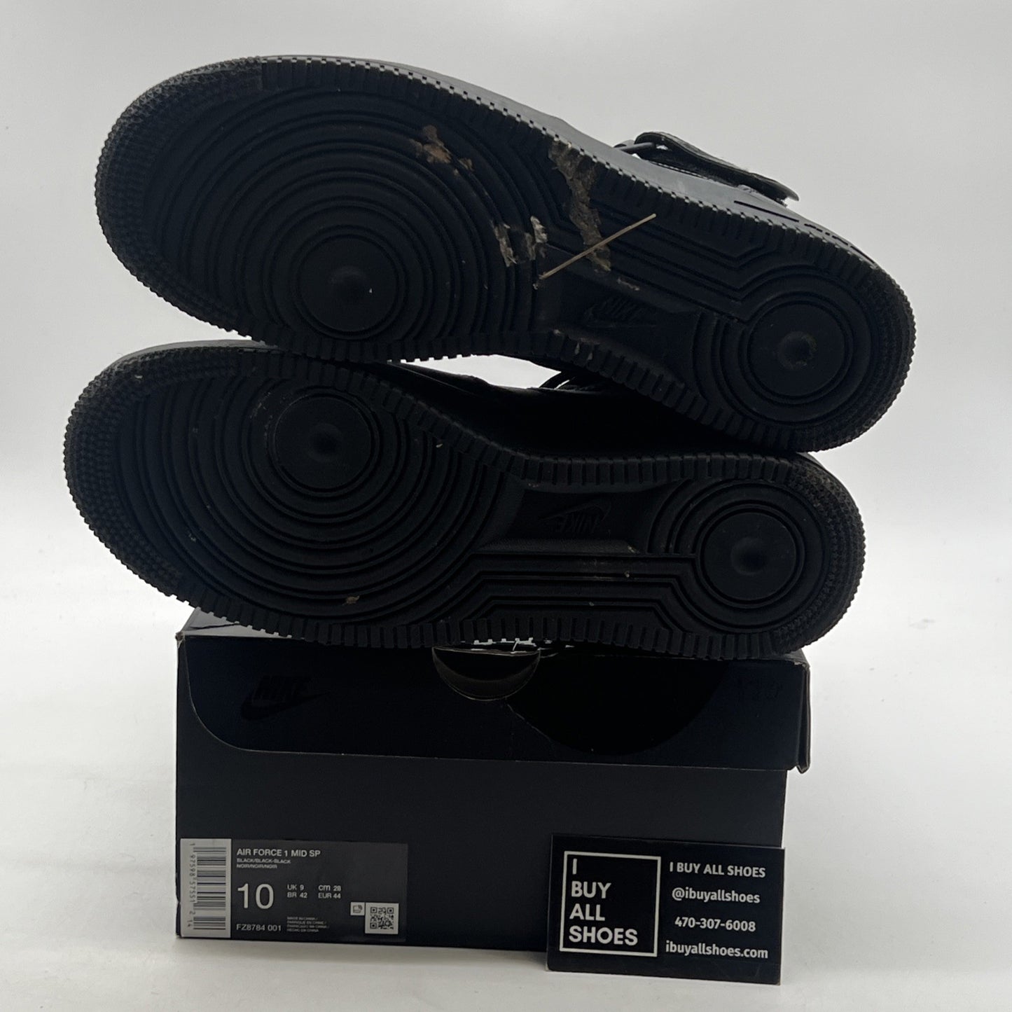 Size 10 - Nike Supreme x Air Force 1 Mid Box Logo - Triple Black (FZ8784-001)