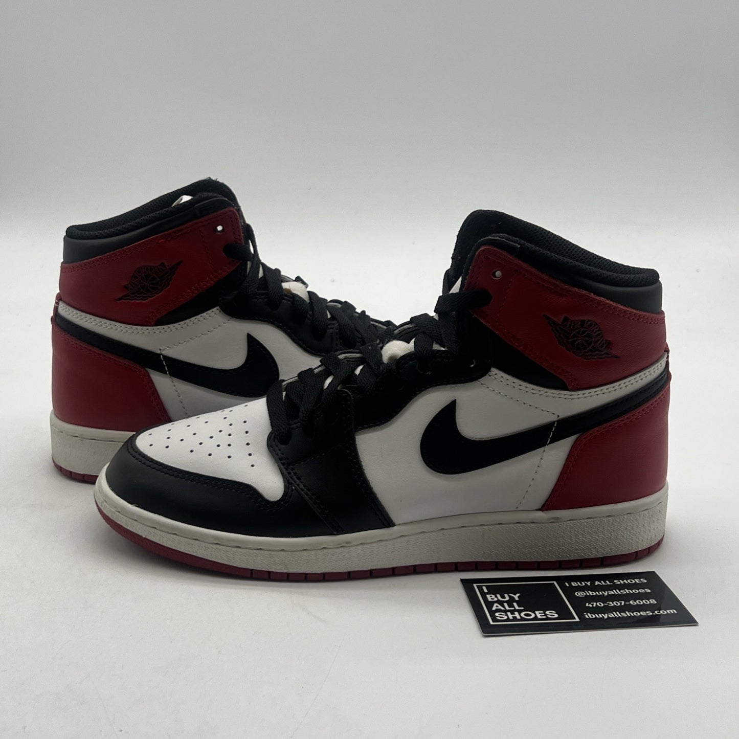 Size 7Y - Air Jordan 1 Retro High OG Black Toe 2016 (555088-125)