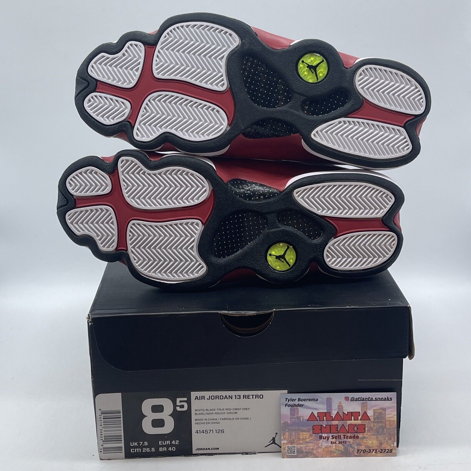 Size 8.5 - Air Jordan 13 Retro 2014 Grey Toe White Red Suede (414571-126)