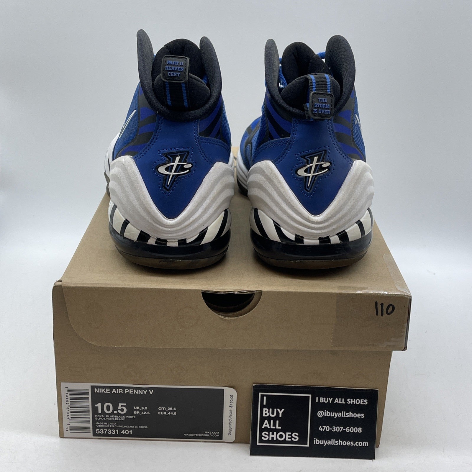 Size 10.5 - Nike Air Penny 5 Memphis Tigers Blue Black Suede (537331-401)