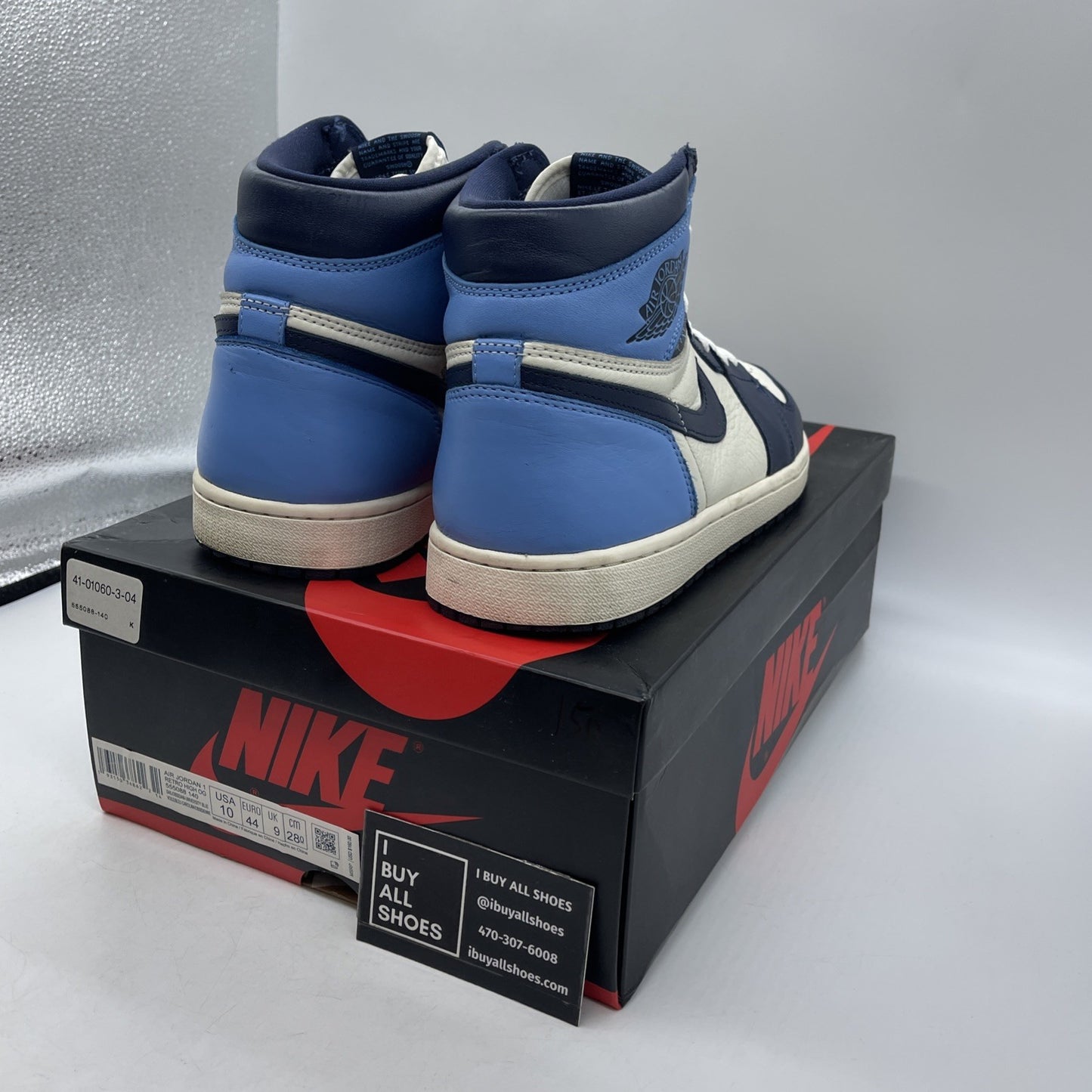 Size 10 - Air Jordan 1 Retro OG High Obsidian UNC 2019 (555088-140)