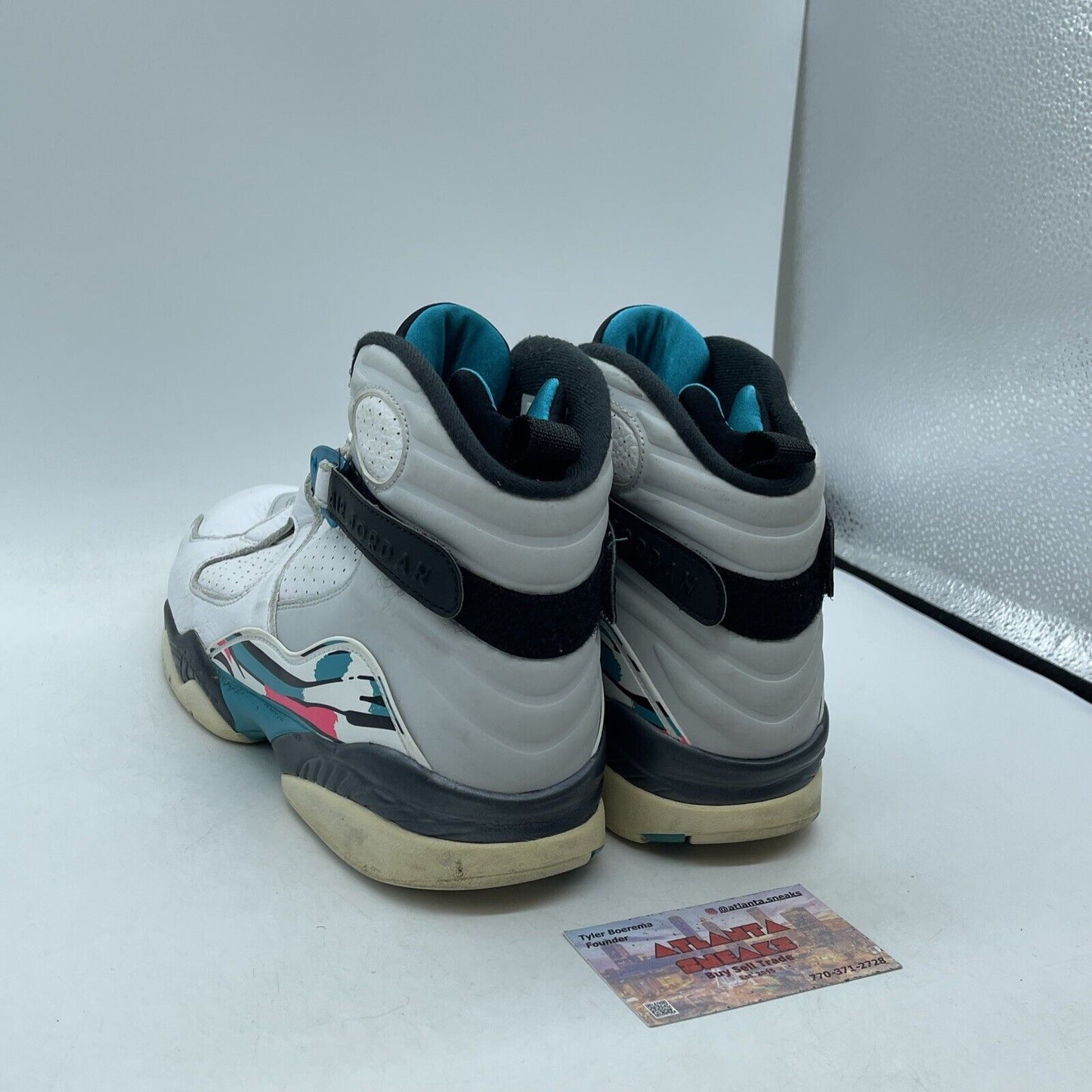 Size 10 - Air Jordan 8 Retro South Beach White Black Suede Leather (305381-113)