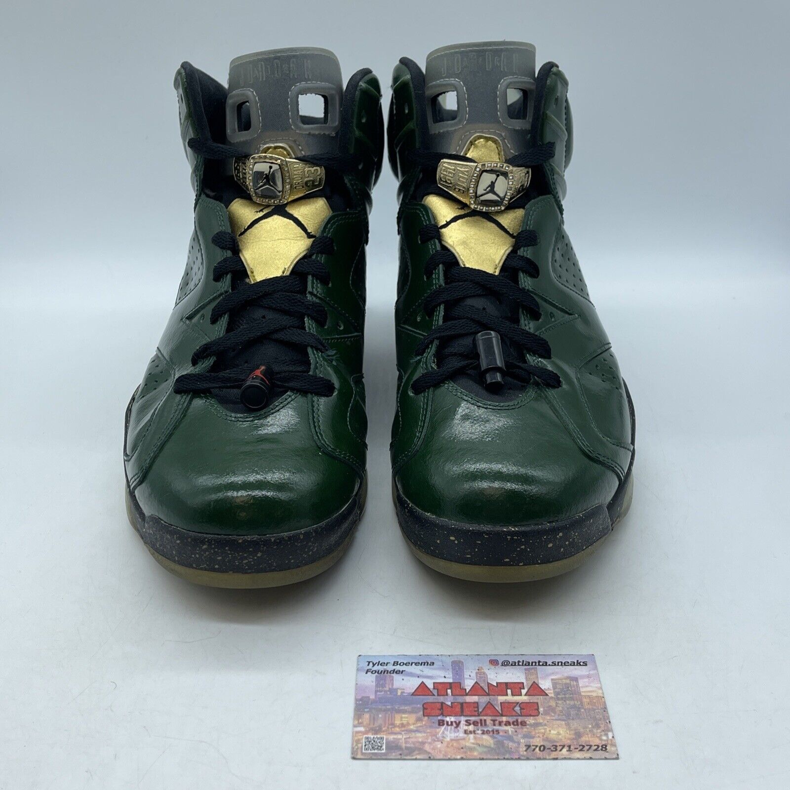 Size 12 - Air Jordan 6 Retro Champagne Bottle Green Black Leather (384664-350)