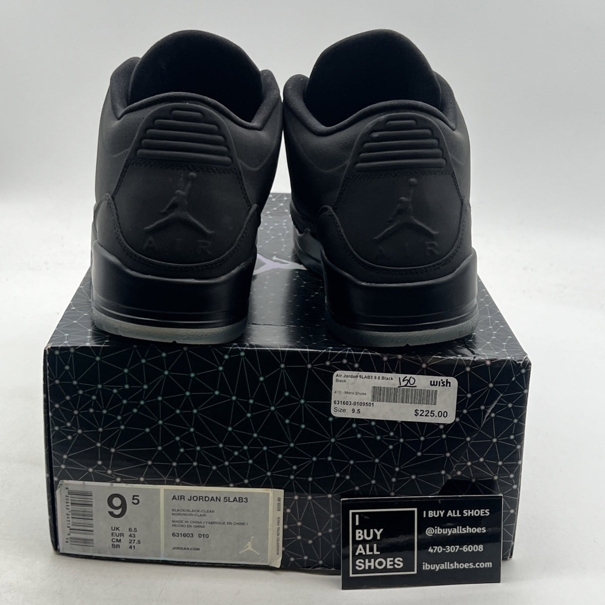 Size 9.5 - Air Jordan 3 5Lab3 Reflective Black (631603-010