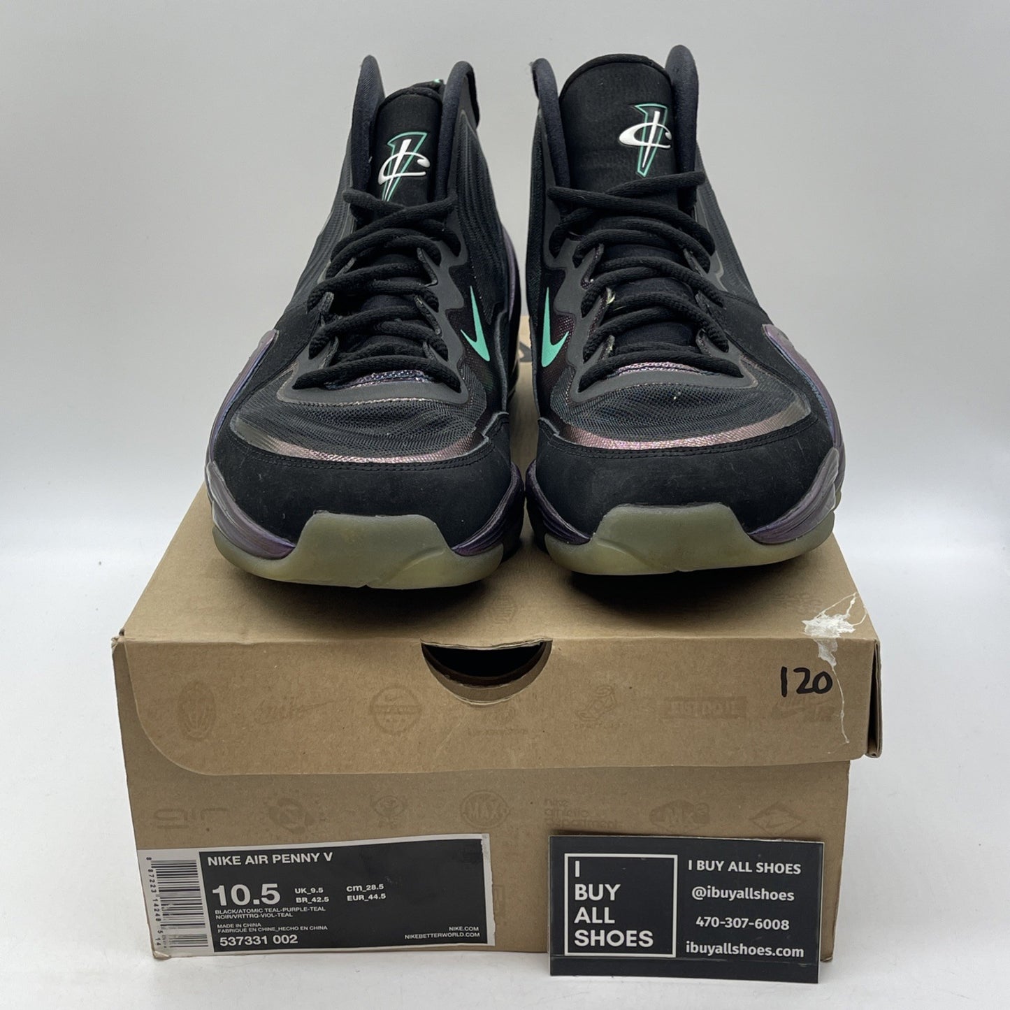Size 10.5 - Nike Air Penny 5 Invisibility Cloak Black Suede (537331-002)