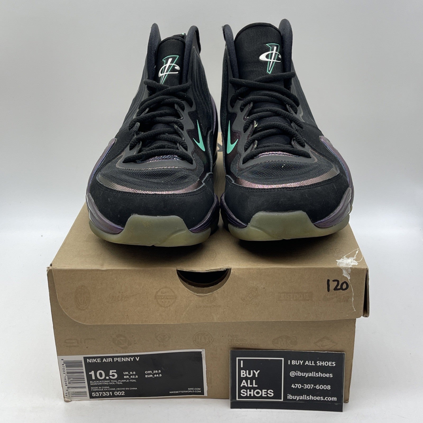 Size 10.5 - Nike Air Penny 5 Invisibility Cloak Black Suede (537331-002)