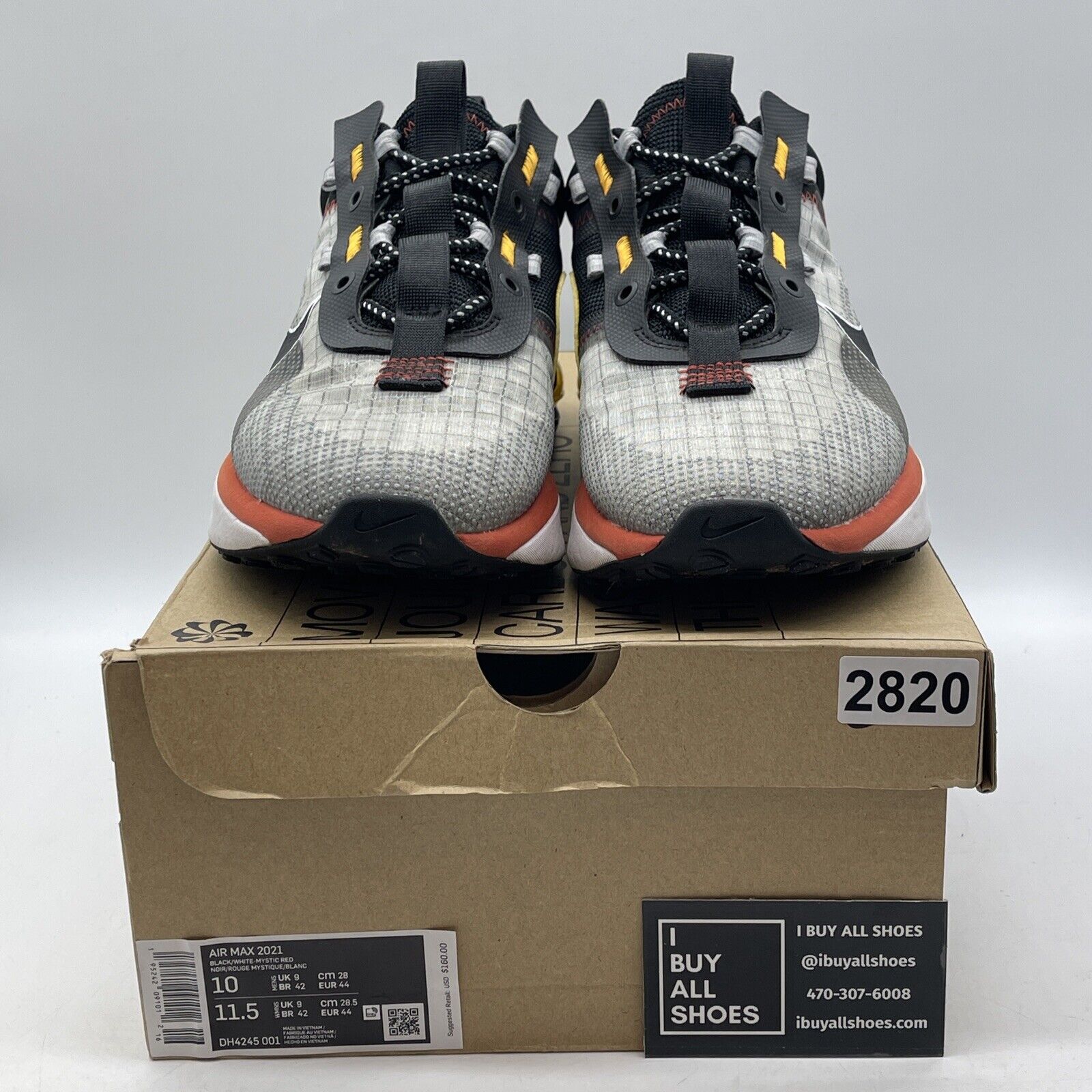 Size 10 - Nike Air Max 2021 Black Mystic Red Black Yellow Suede (DH4245-001)