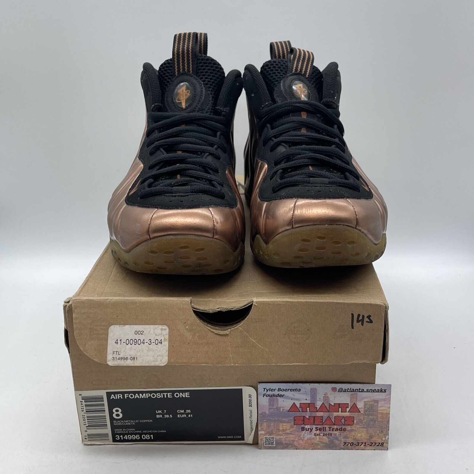 Size 8 - Nike Air Foamposite One Dirty Copper Leather Black Suede (314996-081)