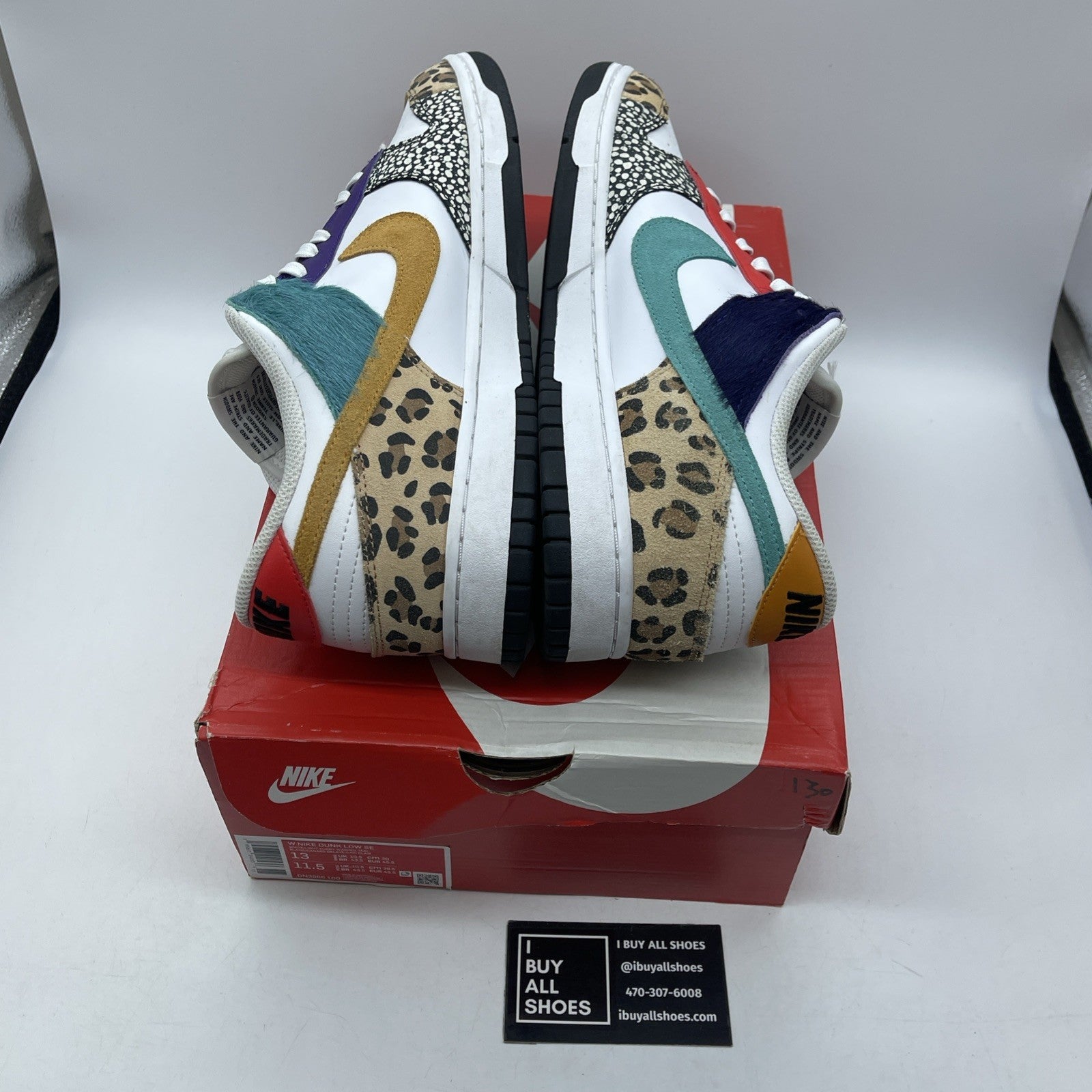 Size 13W - Nike Dunk SE Low Safari Mix White Black Suede Leather (DN3866-100)