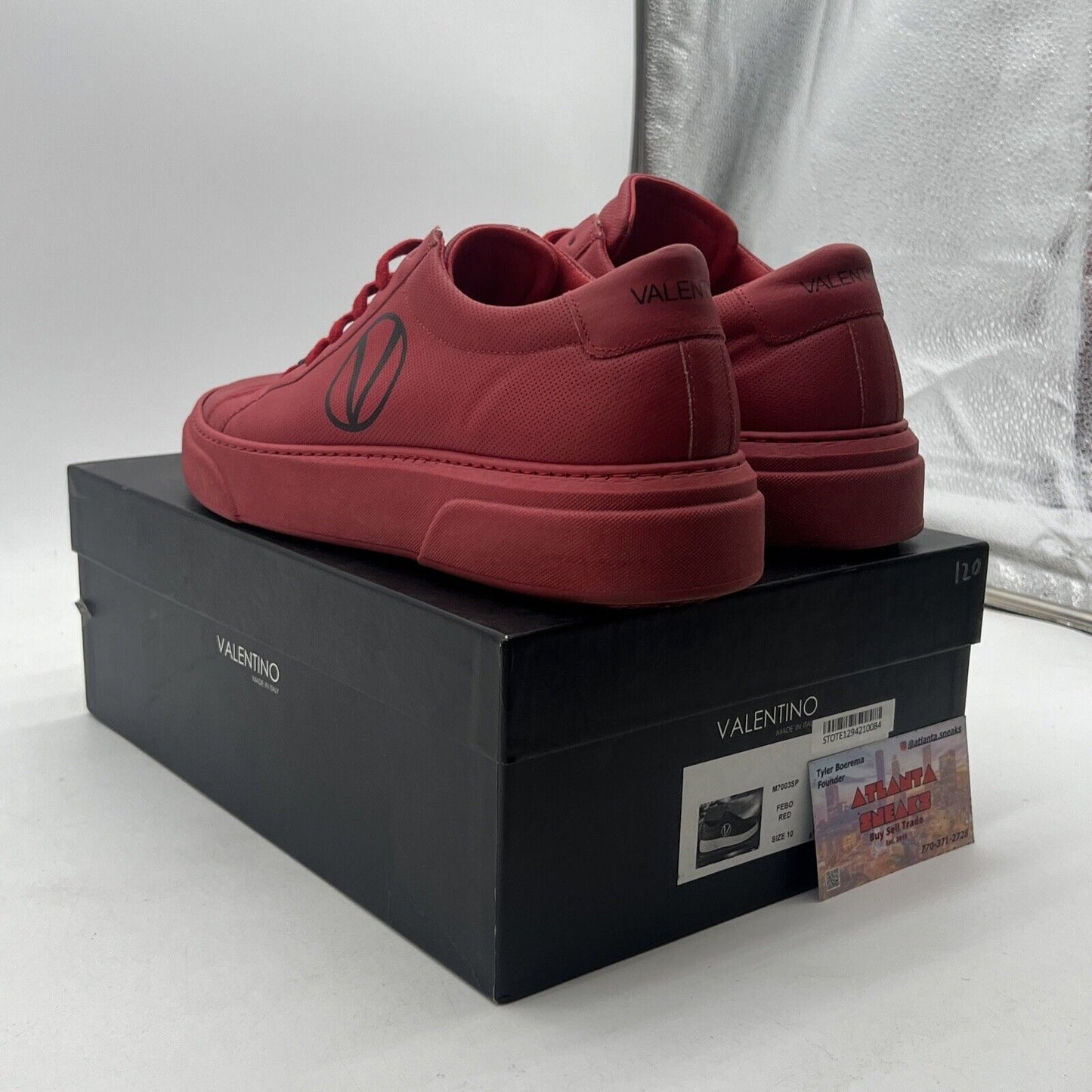 Size 10 - Valentino Petra Leather Platform Sneakers Triple Red