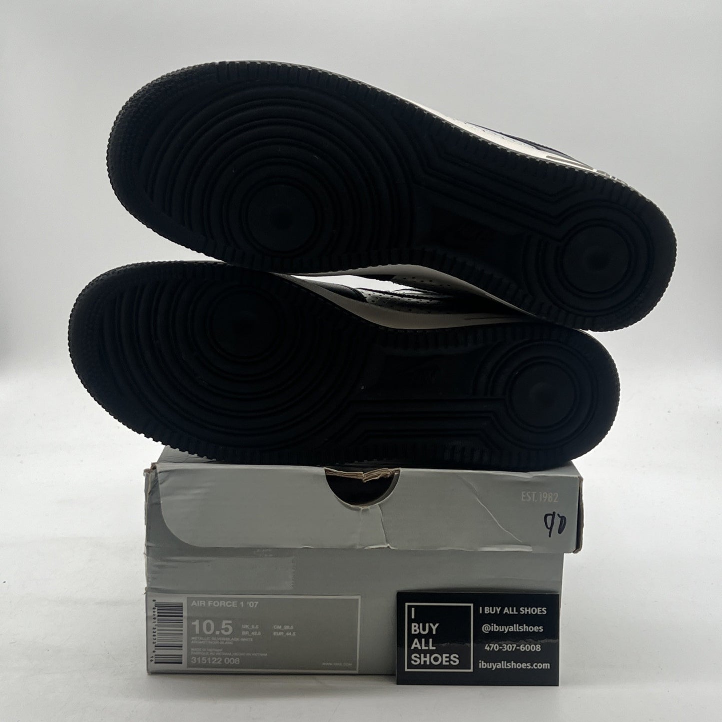 Size 10.5 - Nike Air Force 1 '07 Metallic Silver (315122-008)