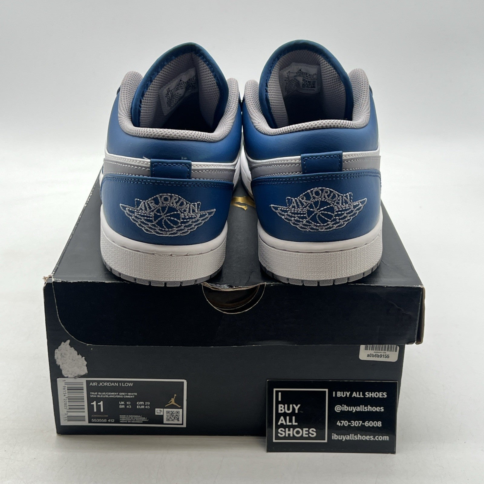 Size 11 - Air Jordan 1 Low True Blue Cement (553558-412)