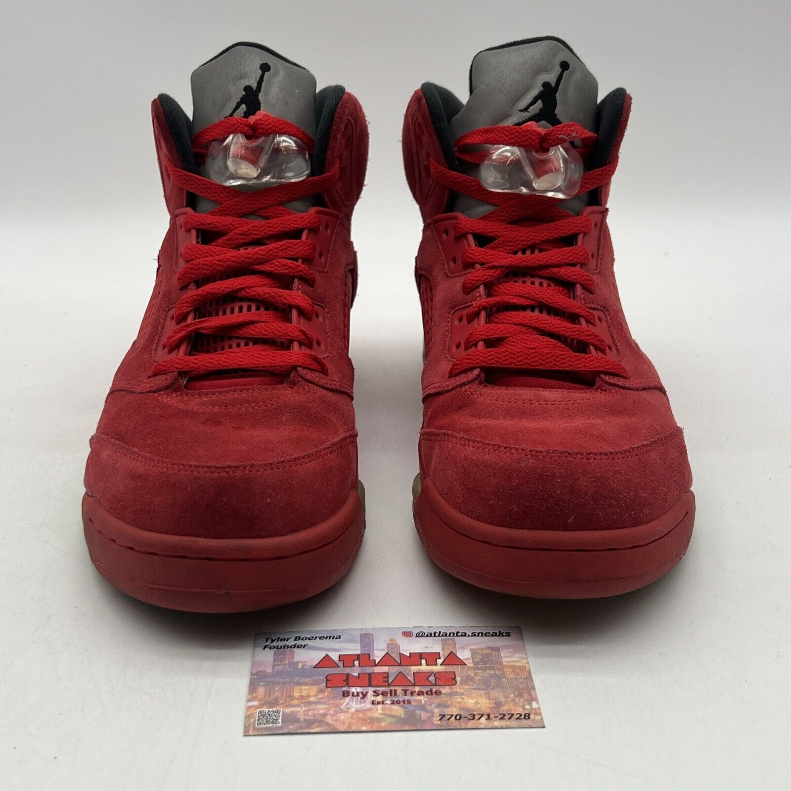 Size 10.5 - Air Jordan 5 Retro Red Suede Black Grey (136027-108)