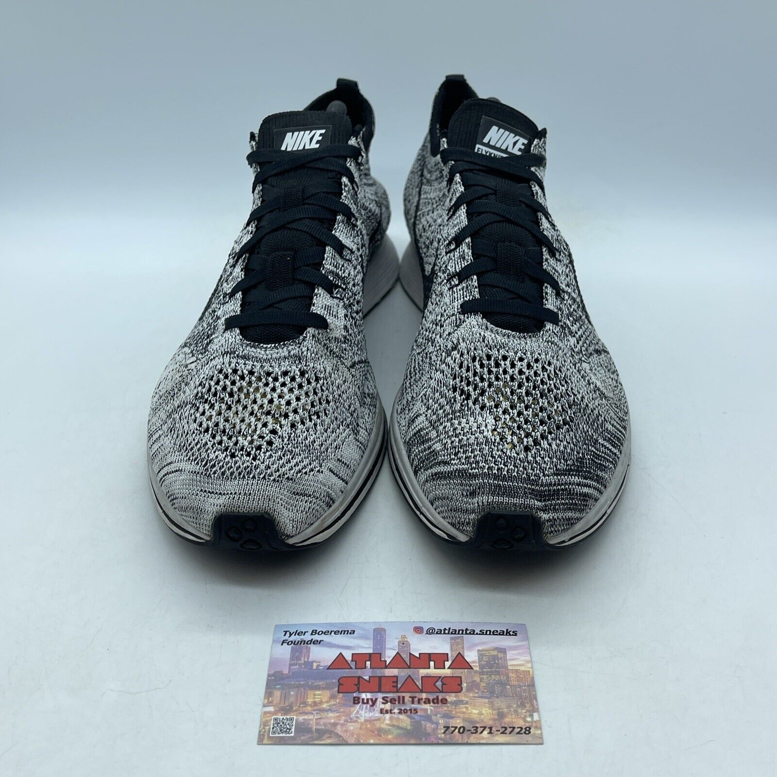 Size 11 - Nike Flyknit Racer Oreo 1.0 Black White Suede (526628-101)