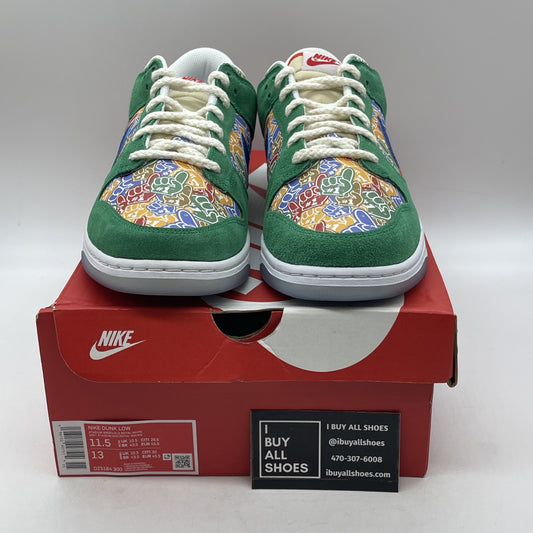 Size 11.5 - Nike Dunk Low Foam Finger Green Suede Lethe (DZ5184-300)