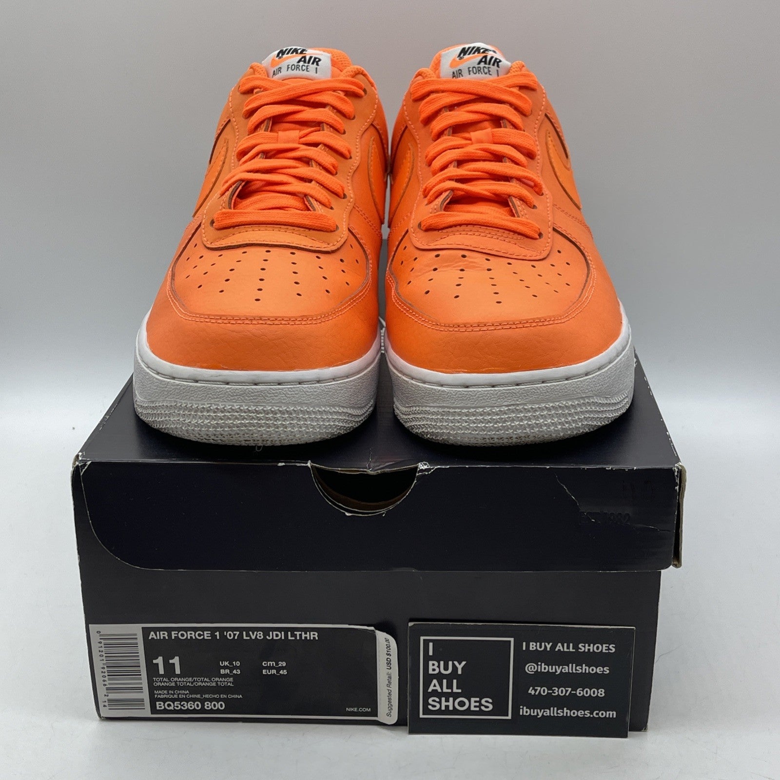 Size 11 - Nike Air Force 1 Low Total Orange White Leather (BQ5360-800)
