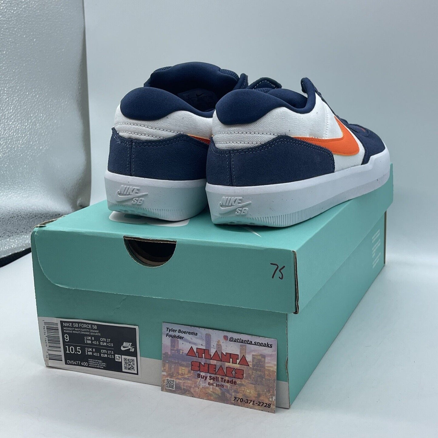 Size 9 - Nike Force 58 SB Midnight Navy Safety Orange Leather Suede (DV5477-400)