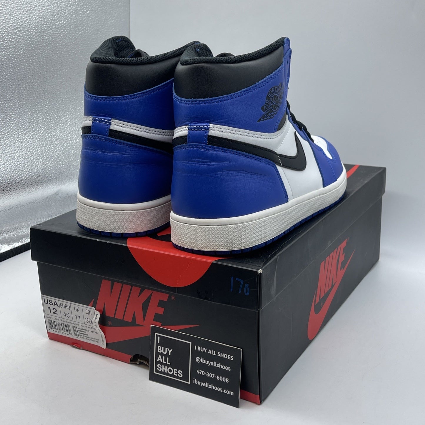 Size 12 - Jordan 1 Retro High OG Game Royal 2018 Blue Black Leather (555088-403)