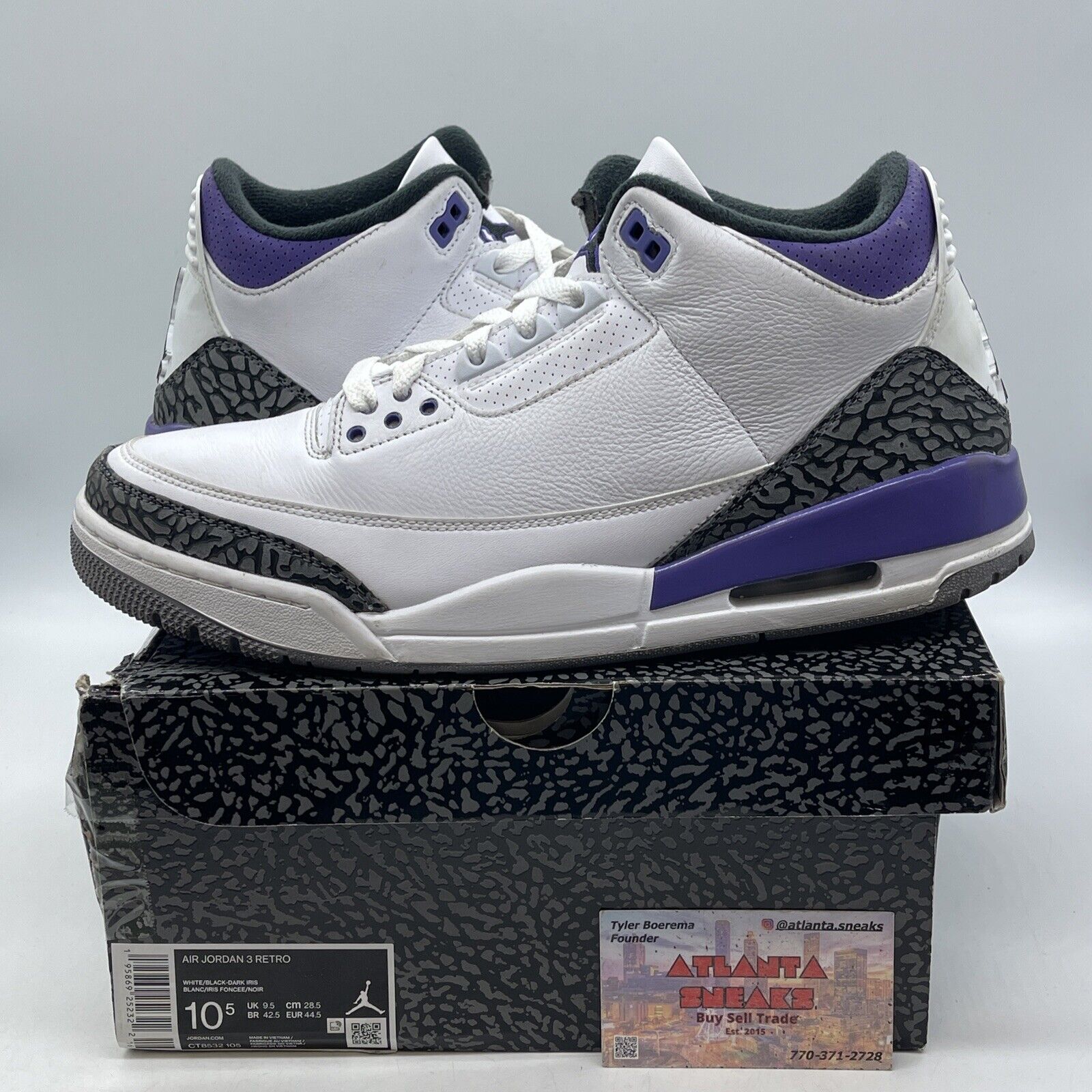 Size 10.5 - Jordan 3 Retro Mid Dark Iris White Leather Grey Suede (CT8532-105)