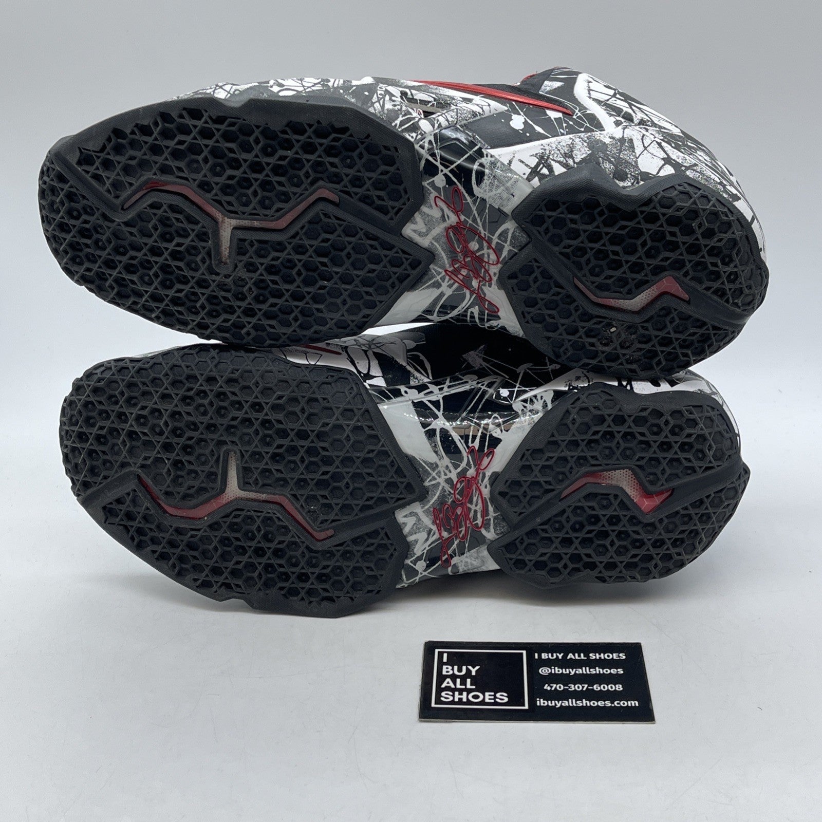 Size 9.5 - Nike LeBron 11 Graffiti Black White Red (616175-100)