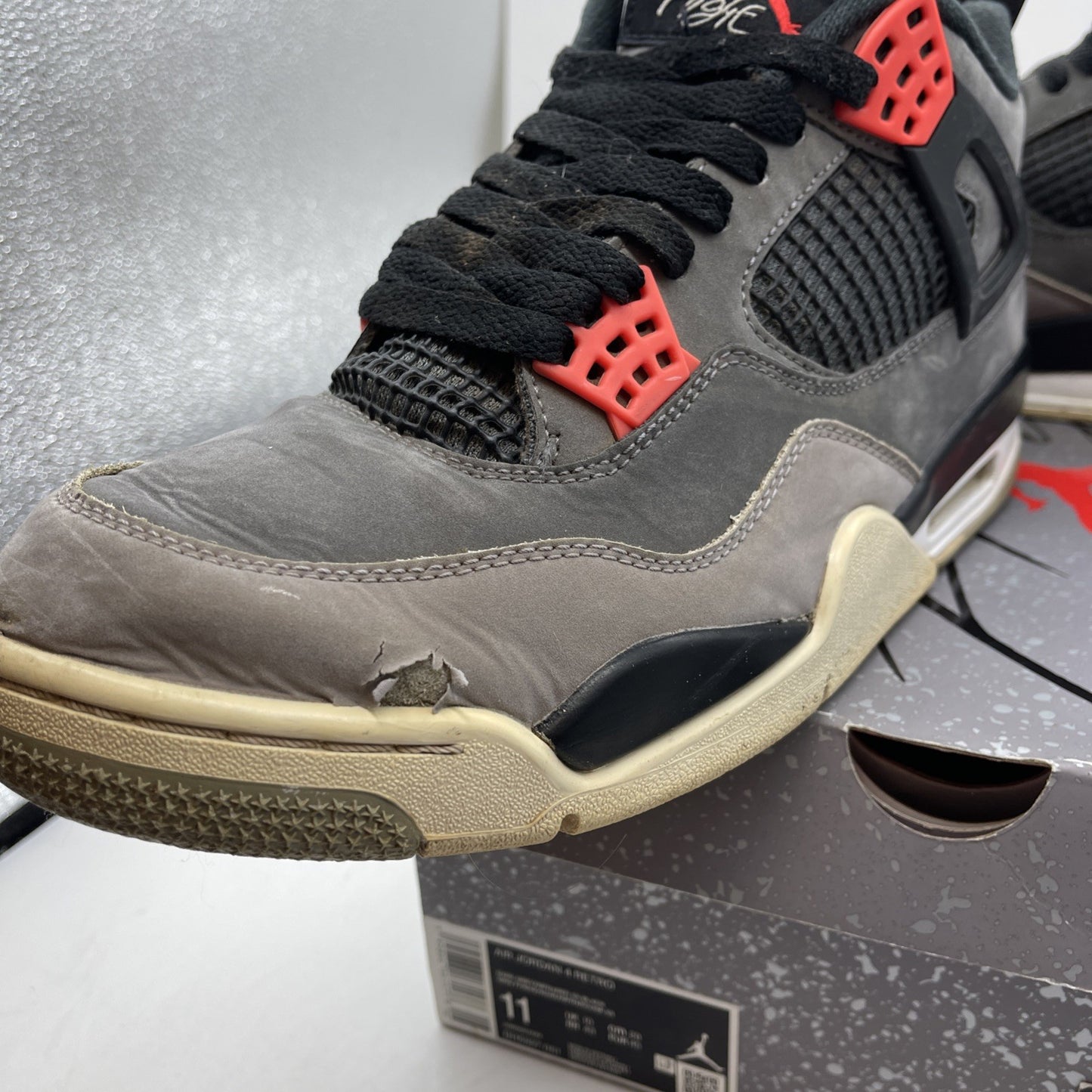 Size 11 - Jordan 4 Retro Mid Infrared Grey Black Suede (DH6927-061)