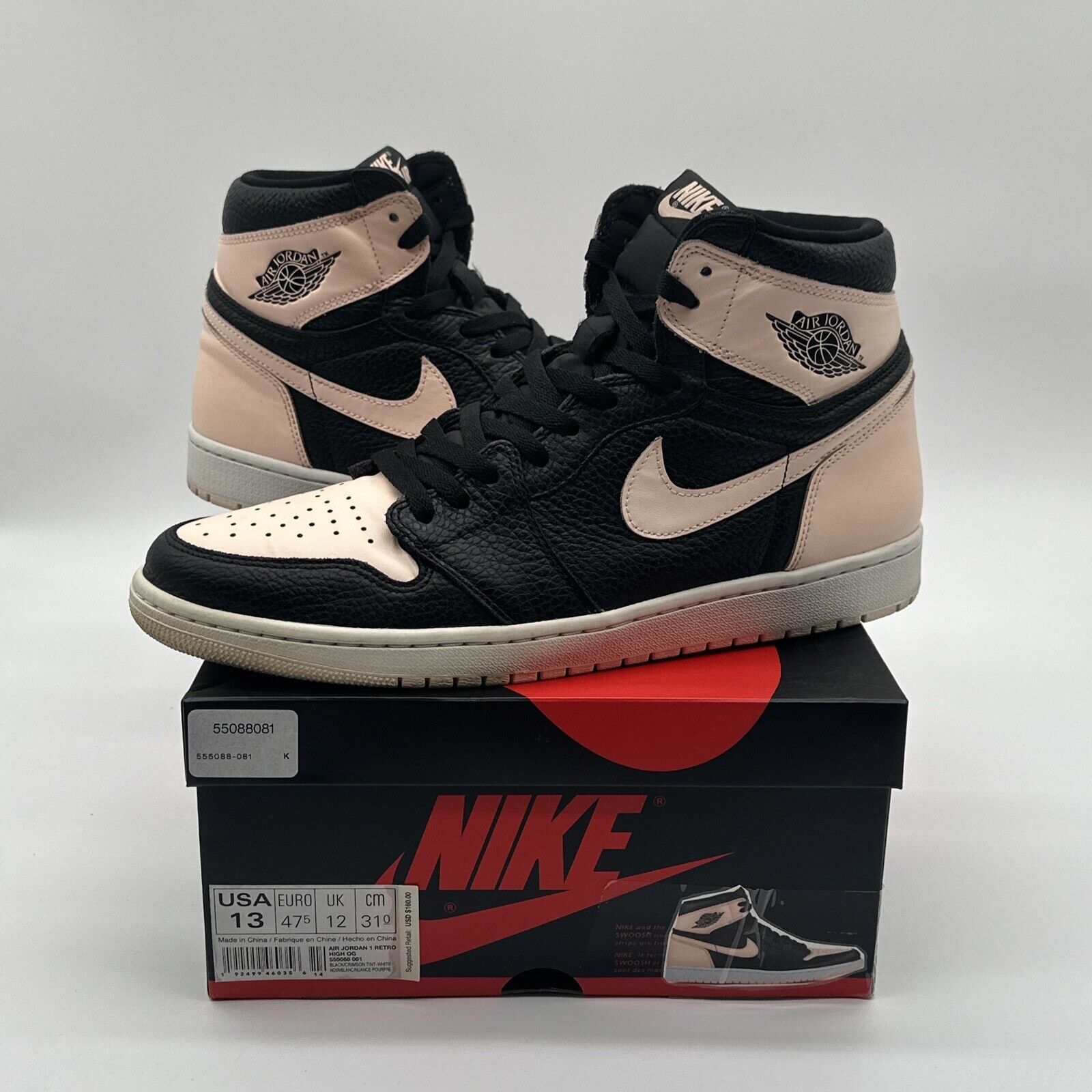 Size 13 - Jordan 1 Retro High OG Crimson Tint 2019 Pink Black Premium Leather MJ