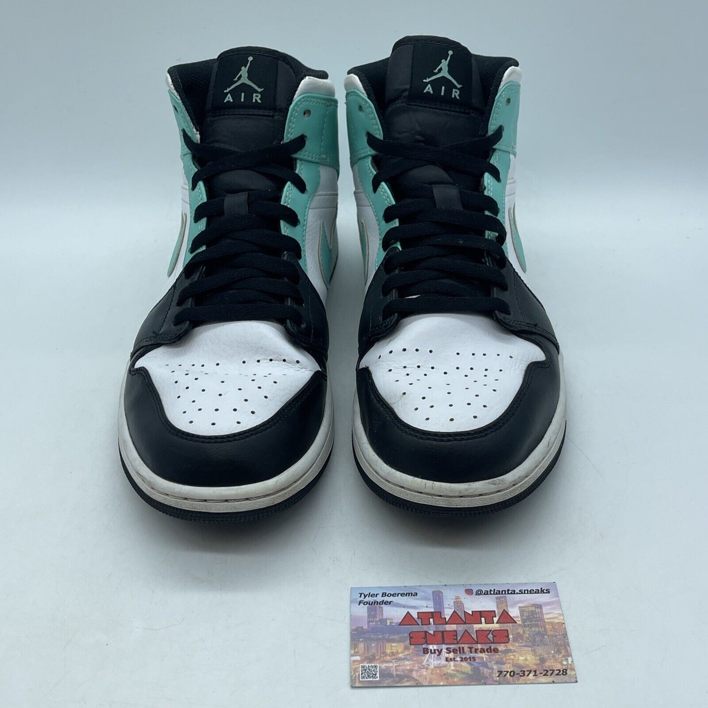 Size 11 - Air Jordan 1 Mid Tropical Twist Blue Hire Black Leather (554724-132)
