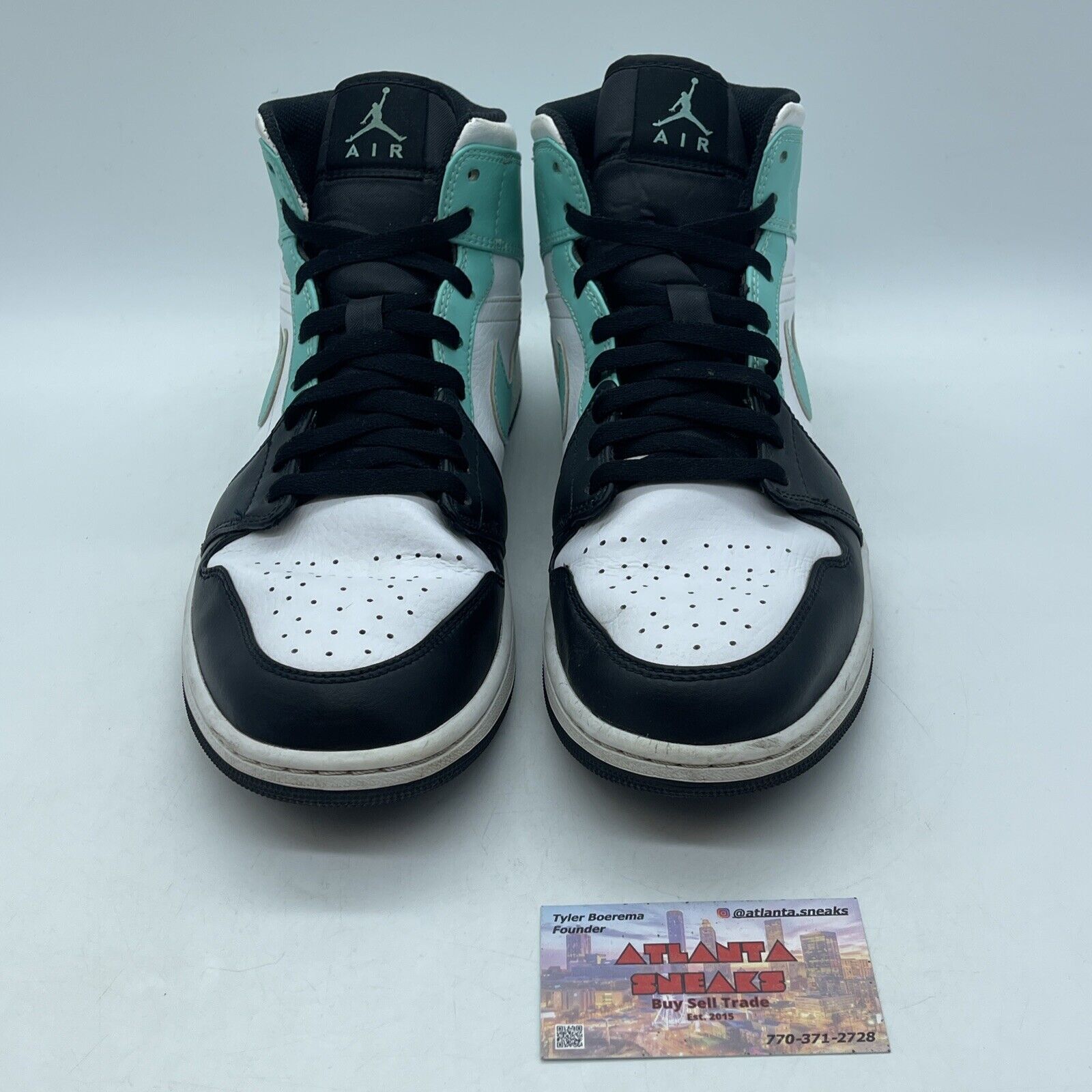 Size 11 - Air Jordan 1 Mid Tropical Twist Blue Hire Black Leather (554724-132)