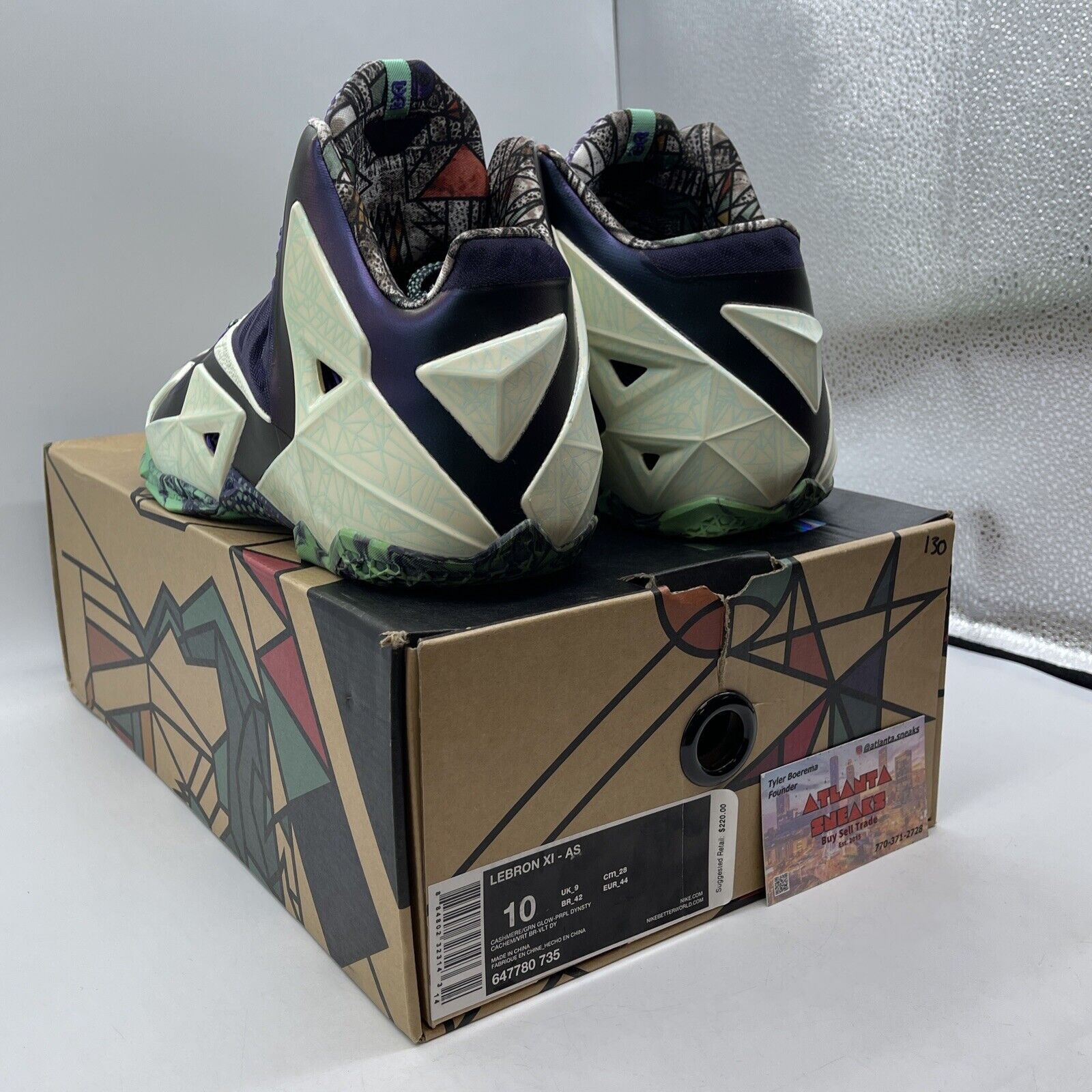 Size 10 - Nike LeBron 11 All Star - Gator King Purple Green Leather (647780-735)