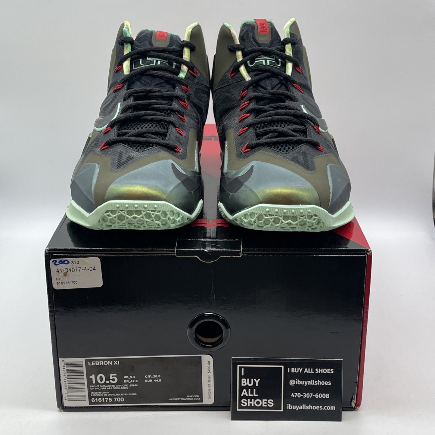 Size 10.5 - Nike LeBron 11 King's Pride Green Black (616175-700)