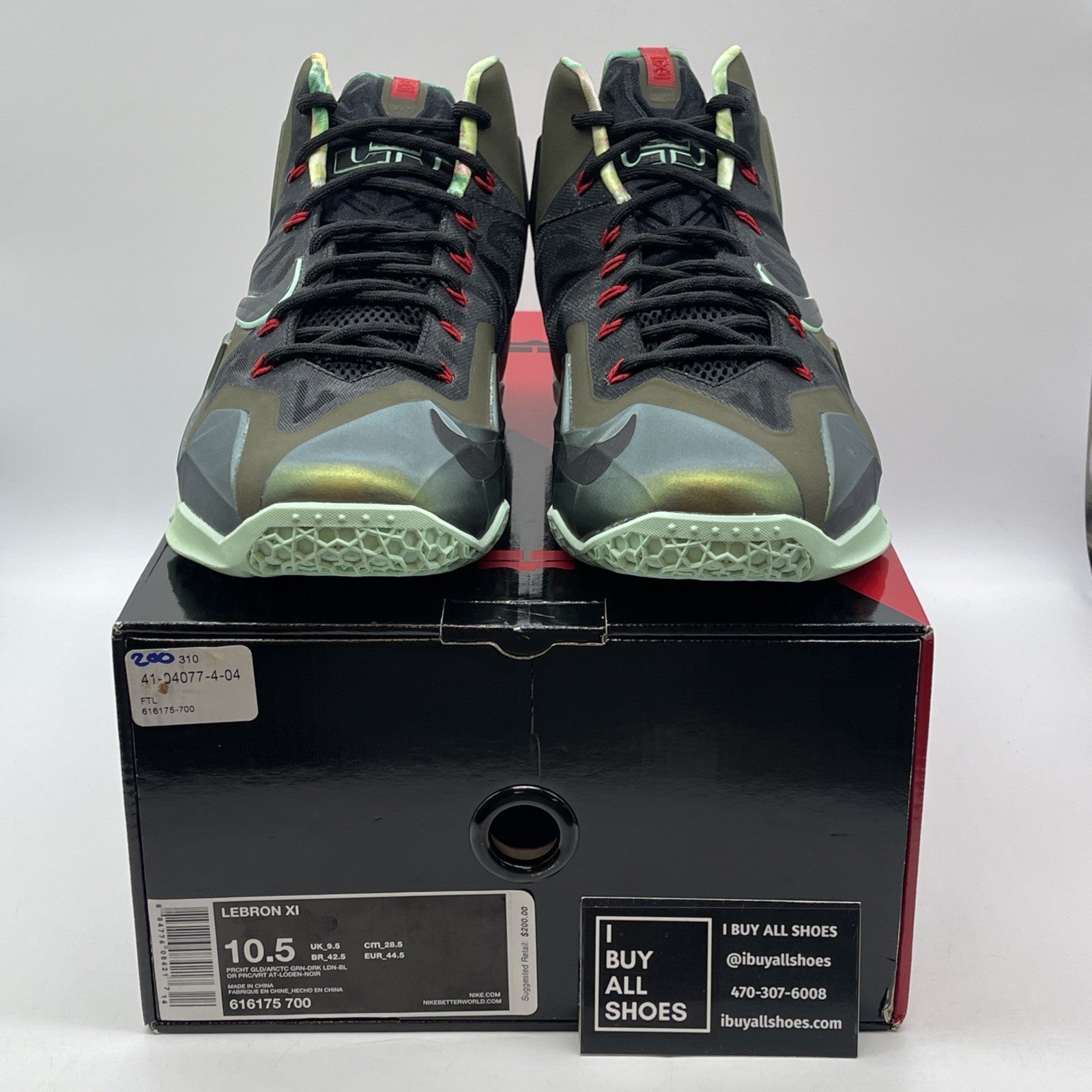 Size 10.5 - Nike LeBron 11 King's Pride Green Black (616175-700)
