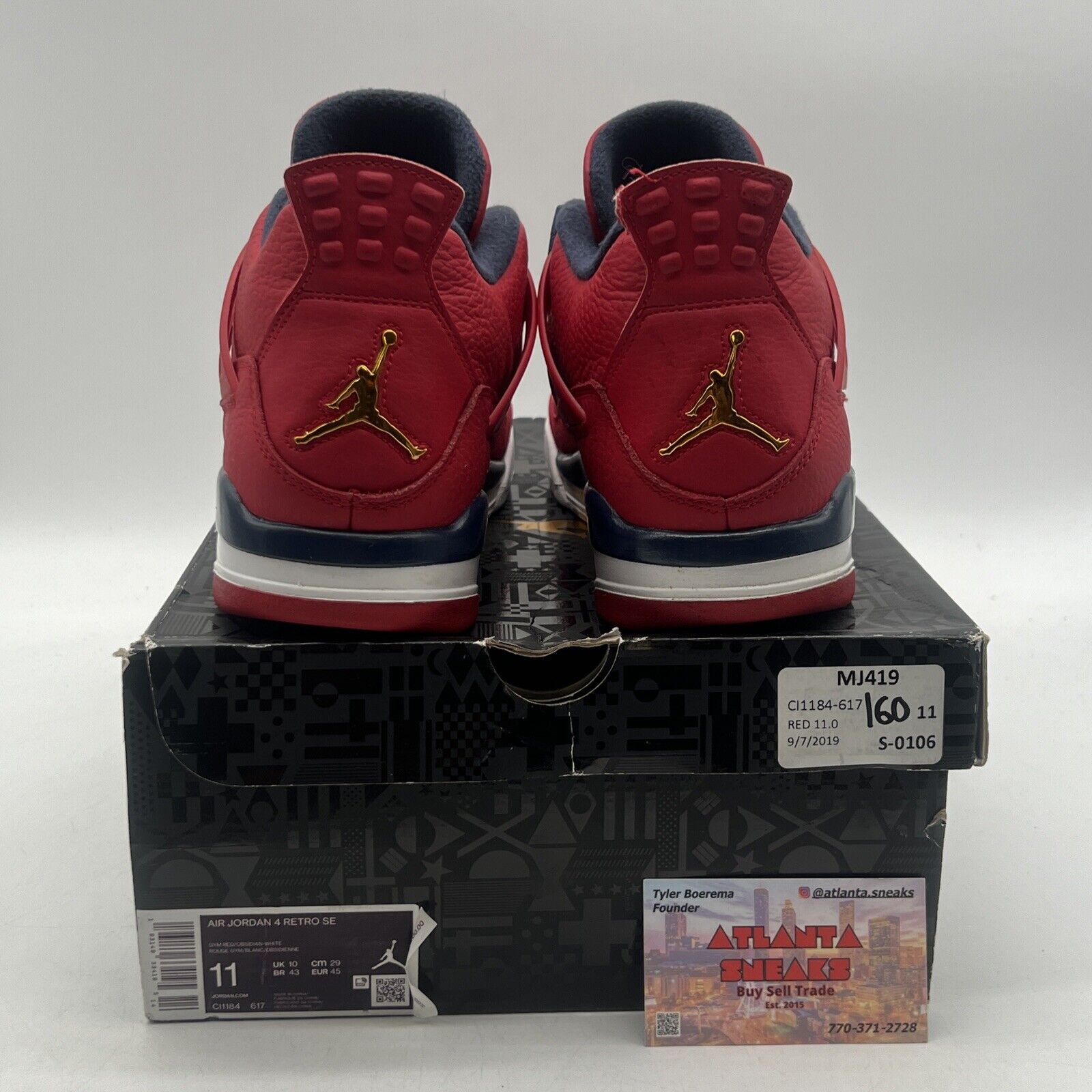 Size 11 - Air Jordan 4 Retro FIBA White Navy Red Leather (CI1184-617)