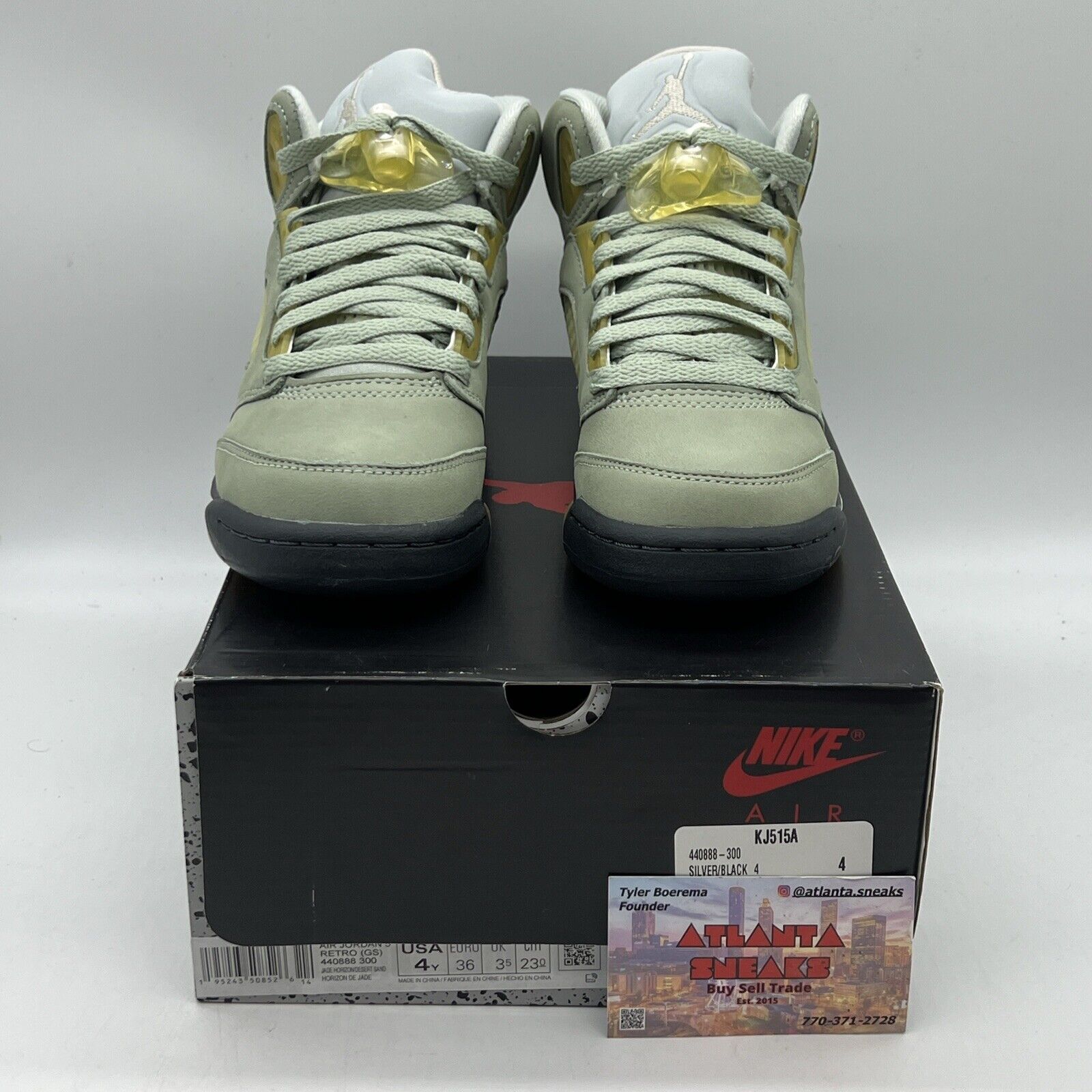 Size 4Y - Jordan 5 JADE HORIZON 2022 Brand New Og All Grey Suede  Desert Sand