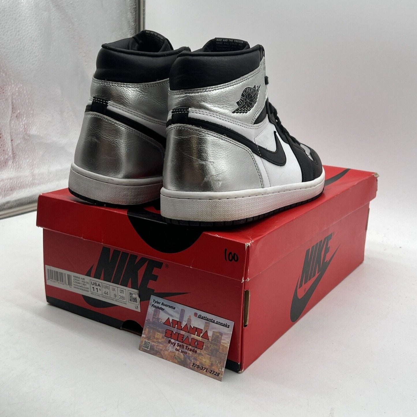 Size 11.5 - Jordan 1 High OG Metallic Silver Black White Leather (CD0461-001)