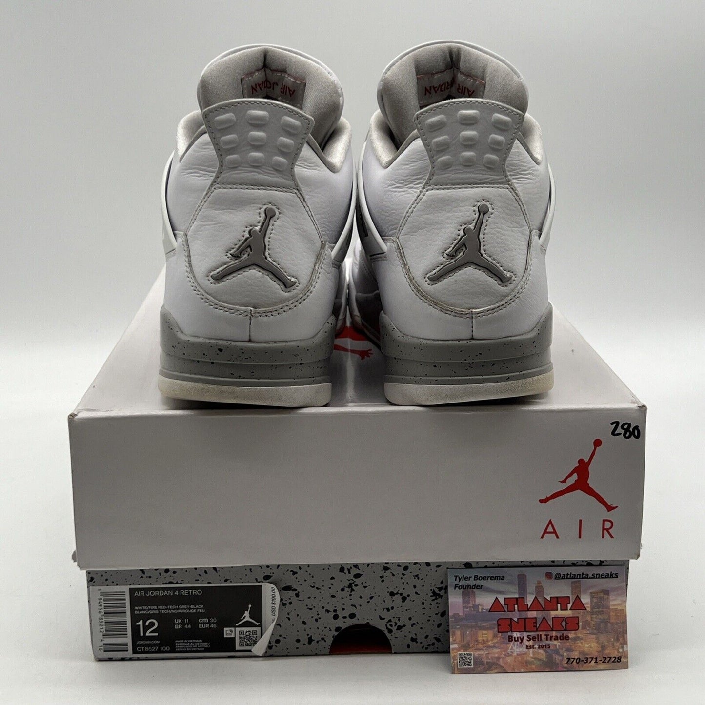 Size 12 - Jordan 4 Retro Mid White Oreo Red Leather (CT8527-100)