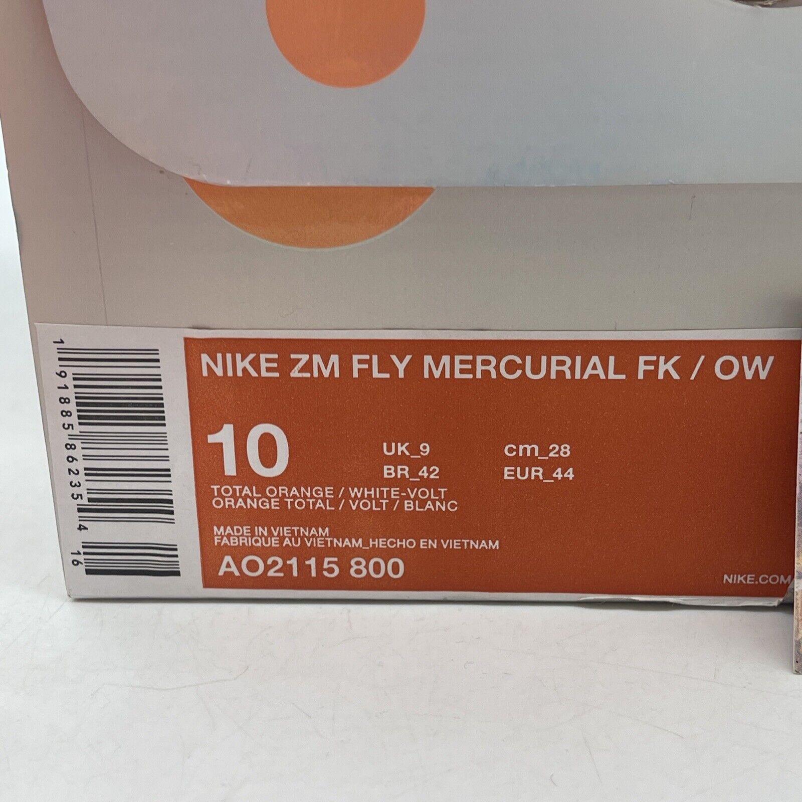 Size 10 - Nike Off-White x Zoom Fly Mercurial Flyknit Total Orange (AO2115-800)