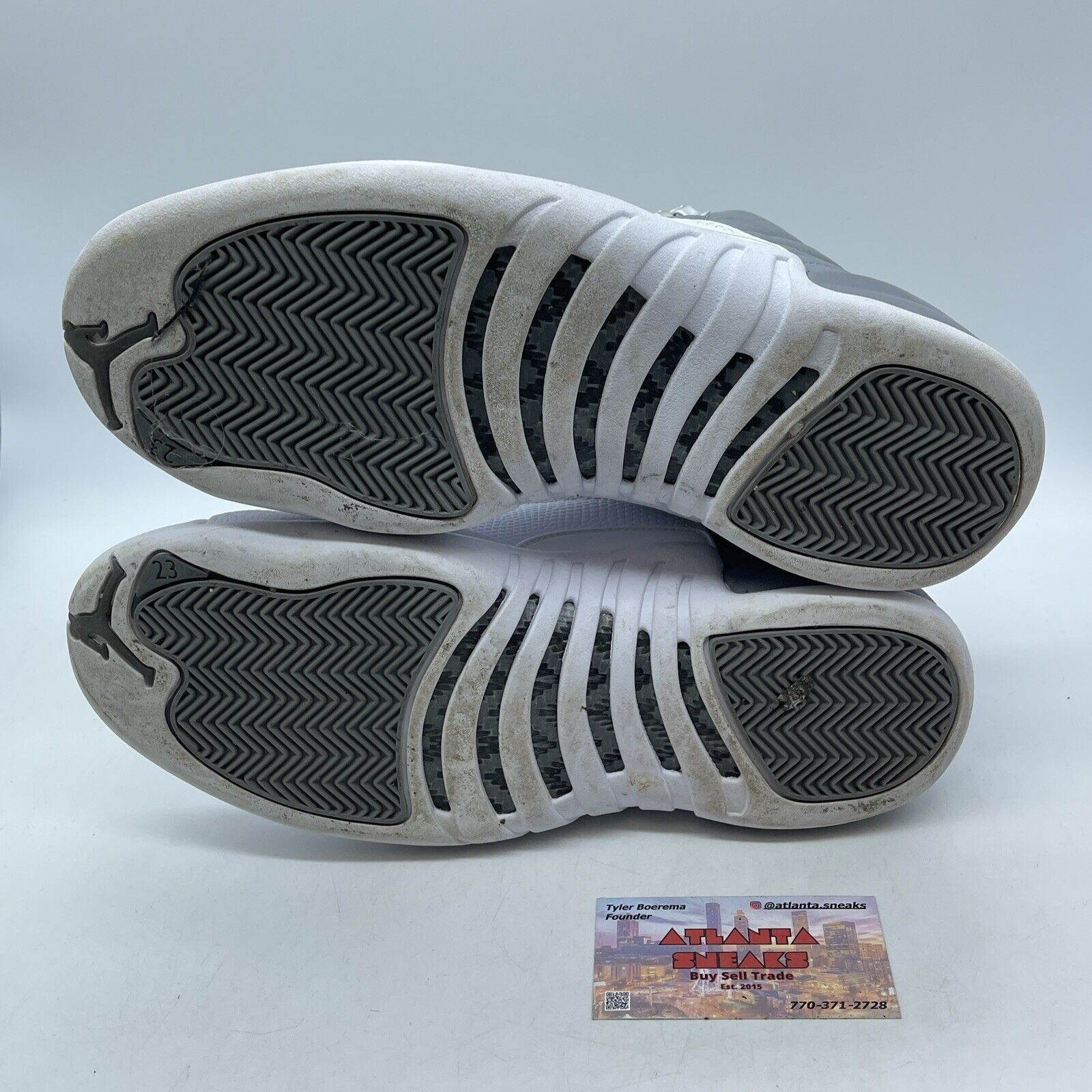 Size 9.5 - Jordan 12 Stealth Gray White Silver Leather Suede (CT8013-015)