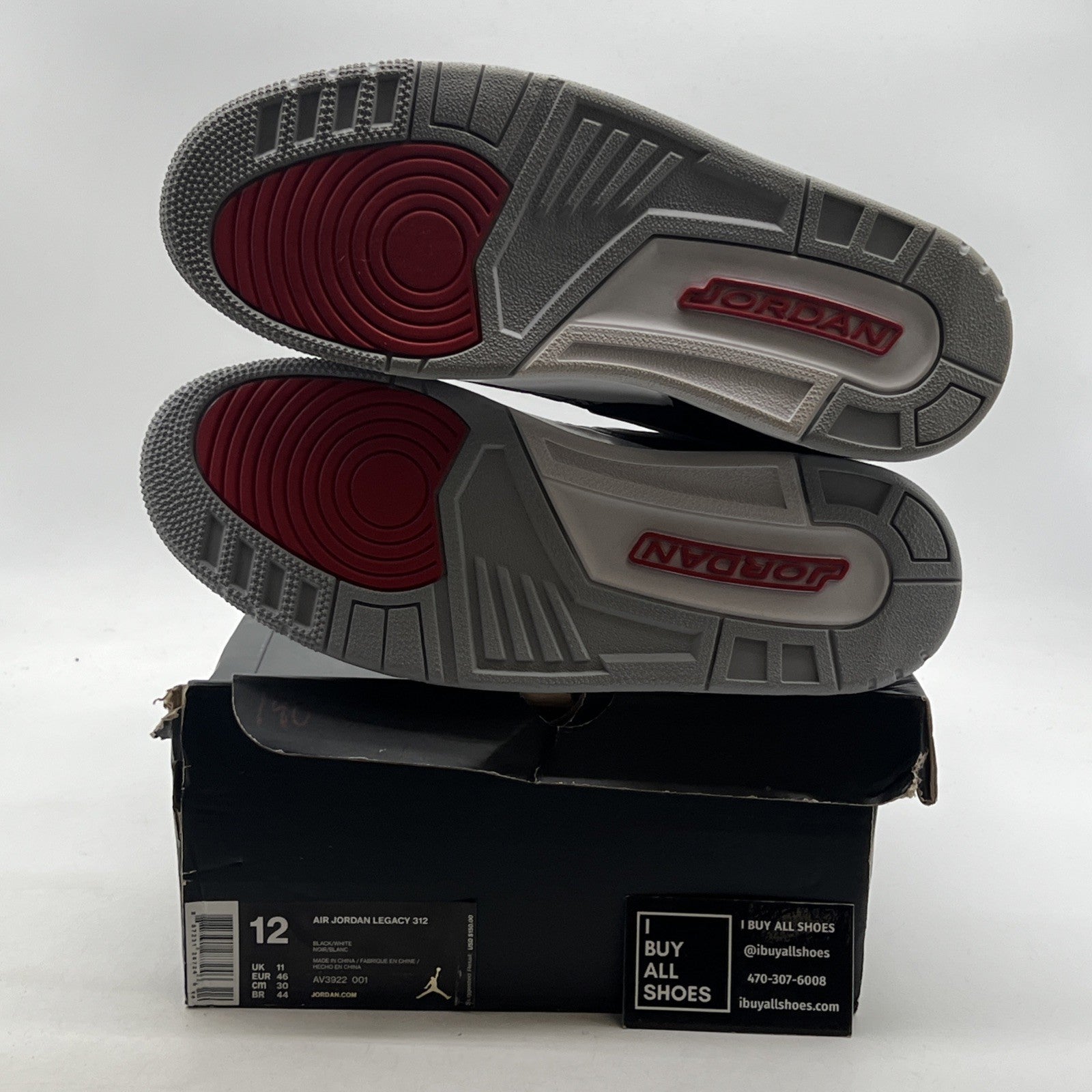 Size 12 - Air Jordan Legacy 312 Black Cement (AV3922-001)